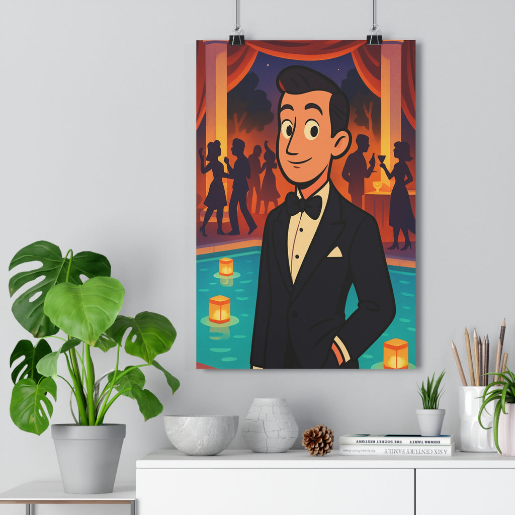 Poster décoratif rouge blanc cartoon lumineux salon chambre artistique festif élégant ambiance luxueuse dessin