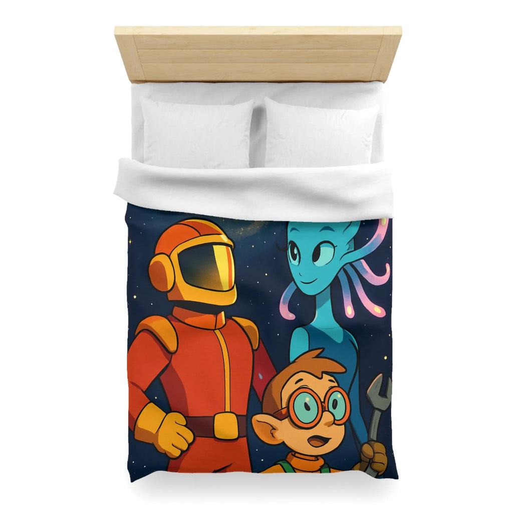Housse Couette Galaxie : Astronaute, Extraterrestre et Enfant Brillant pour Chambre Cosy