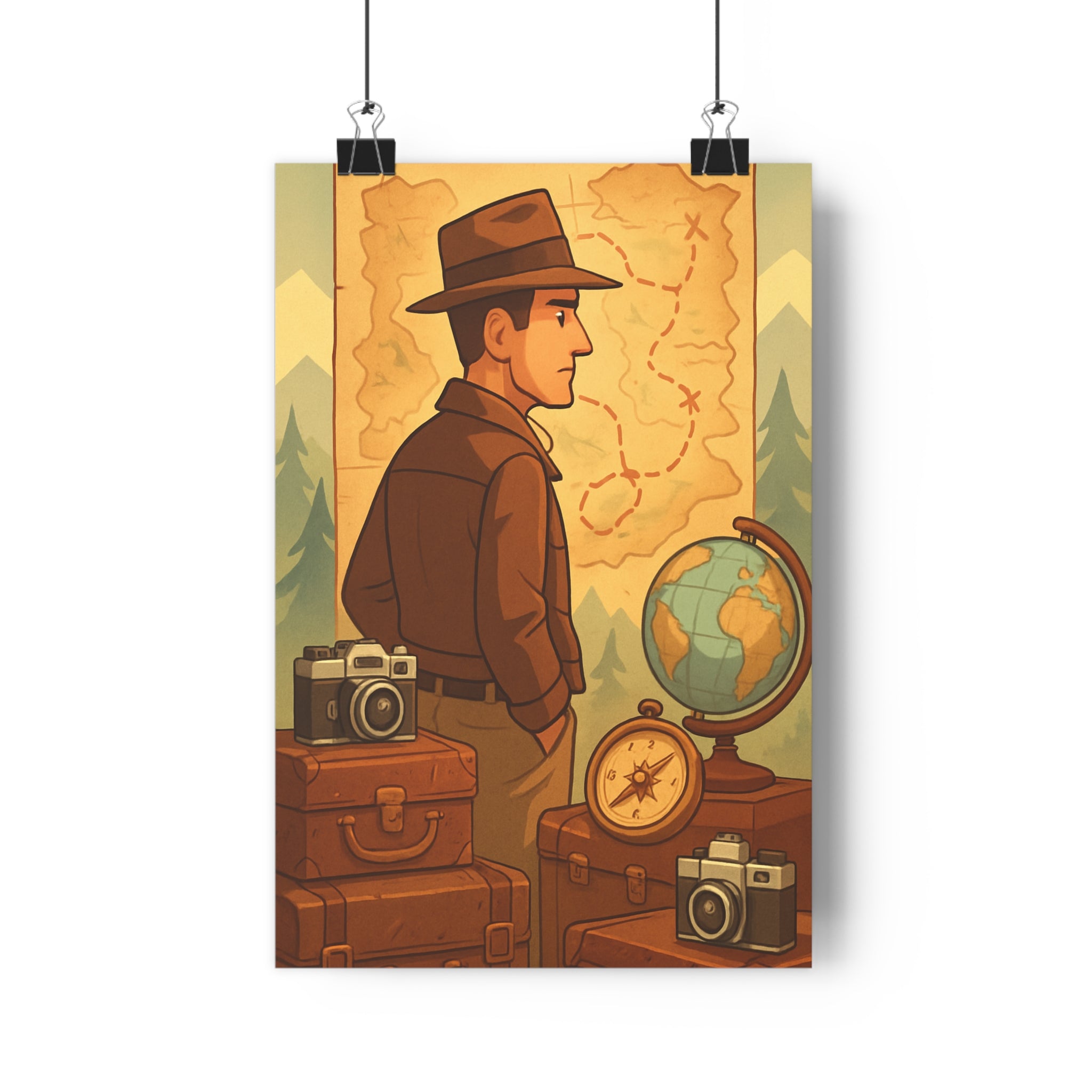 Poster décoratif aventure vintage nostalgique explorateur chambre bureau style rétro carte trésor charmant qualité