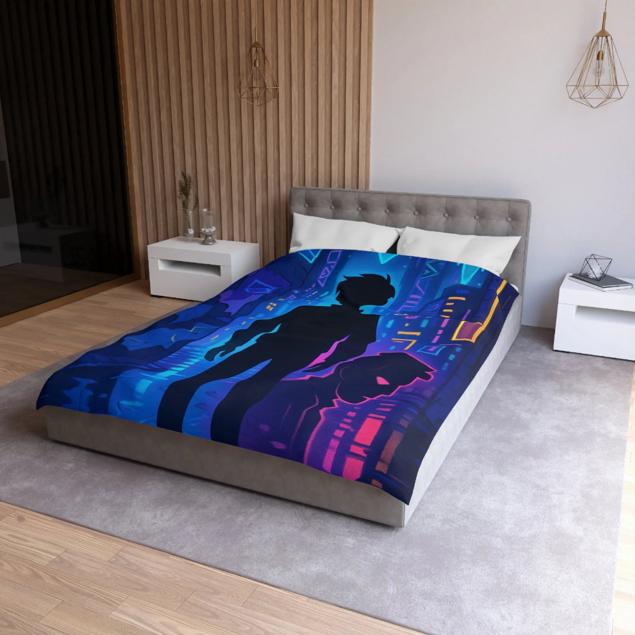 Housse de Couette Microfibre Art Graphique Contemporain Style Décoratif Chambre Tendance
