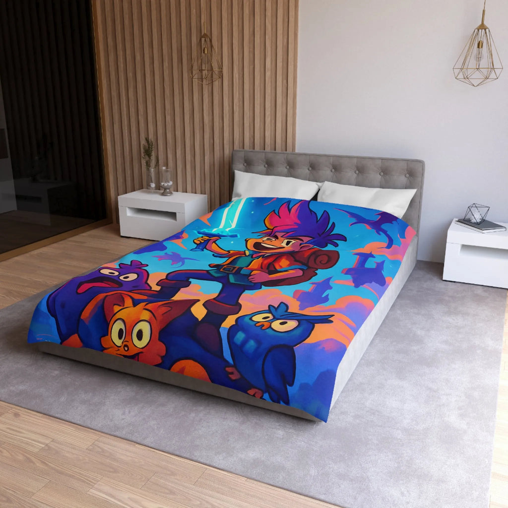 Housse de Couette Aventure Fantastique avec Épée Enchantée et Créatures Magiques pour Enfants