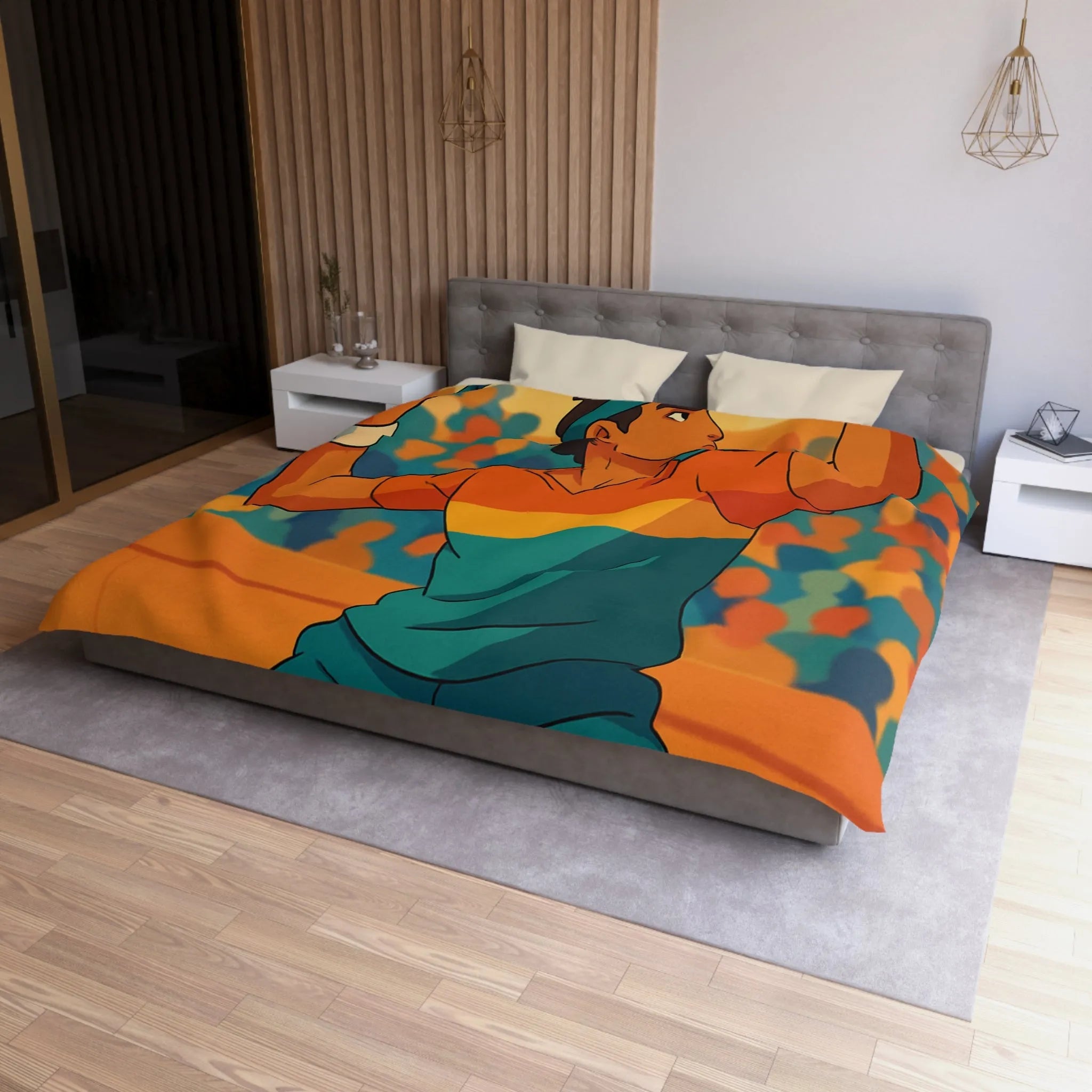 Housse de couette inspiration tennis avec élégance nocturne et couleurs vibrantes pour chambre moderne