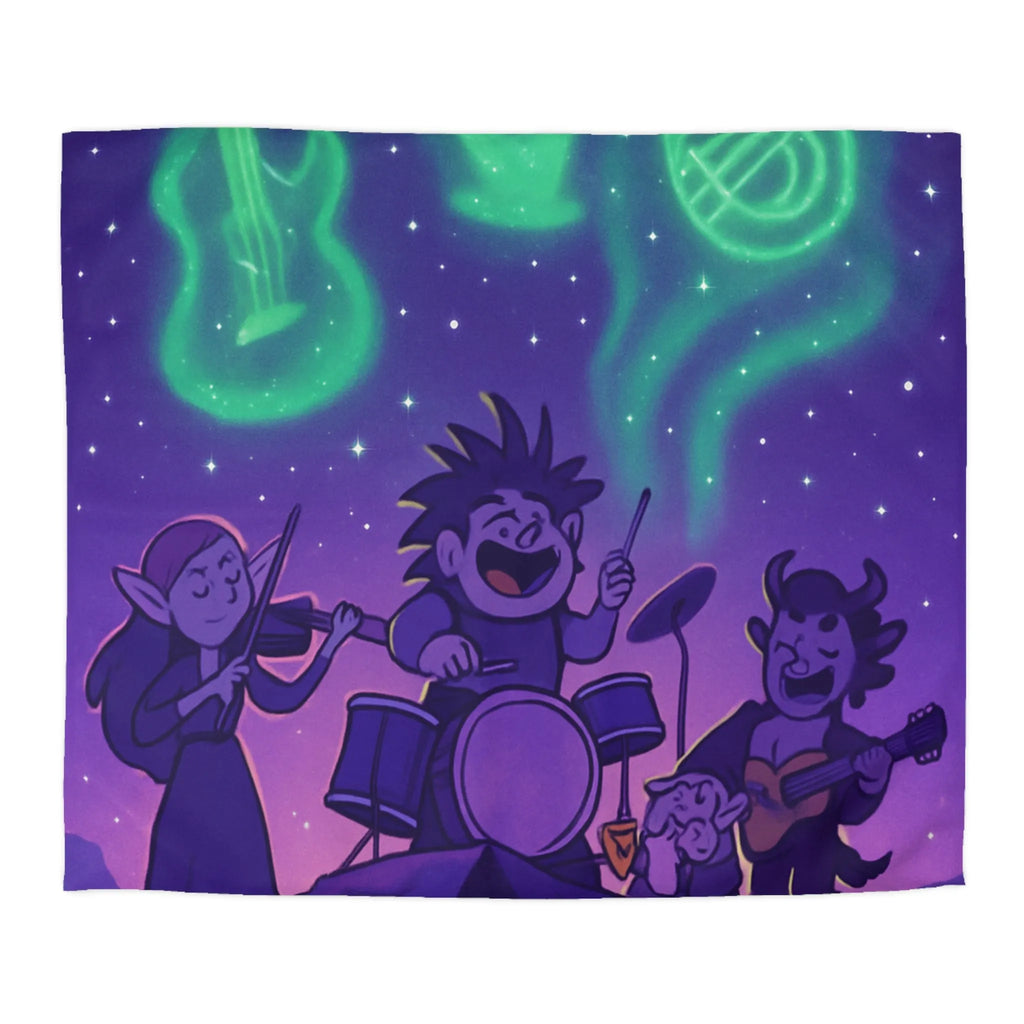 Housse de couette féerique avec scène musicale magique sous ciel étoilé enchanteur