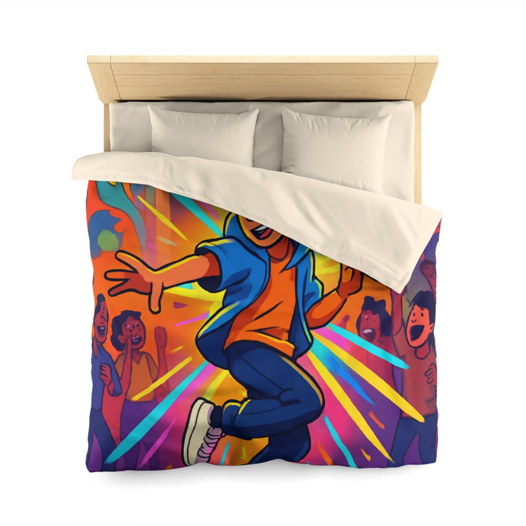 Housse couette street dance couleur vive, ambiance urbaine, dessin dynamique jeune garçon joyeux