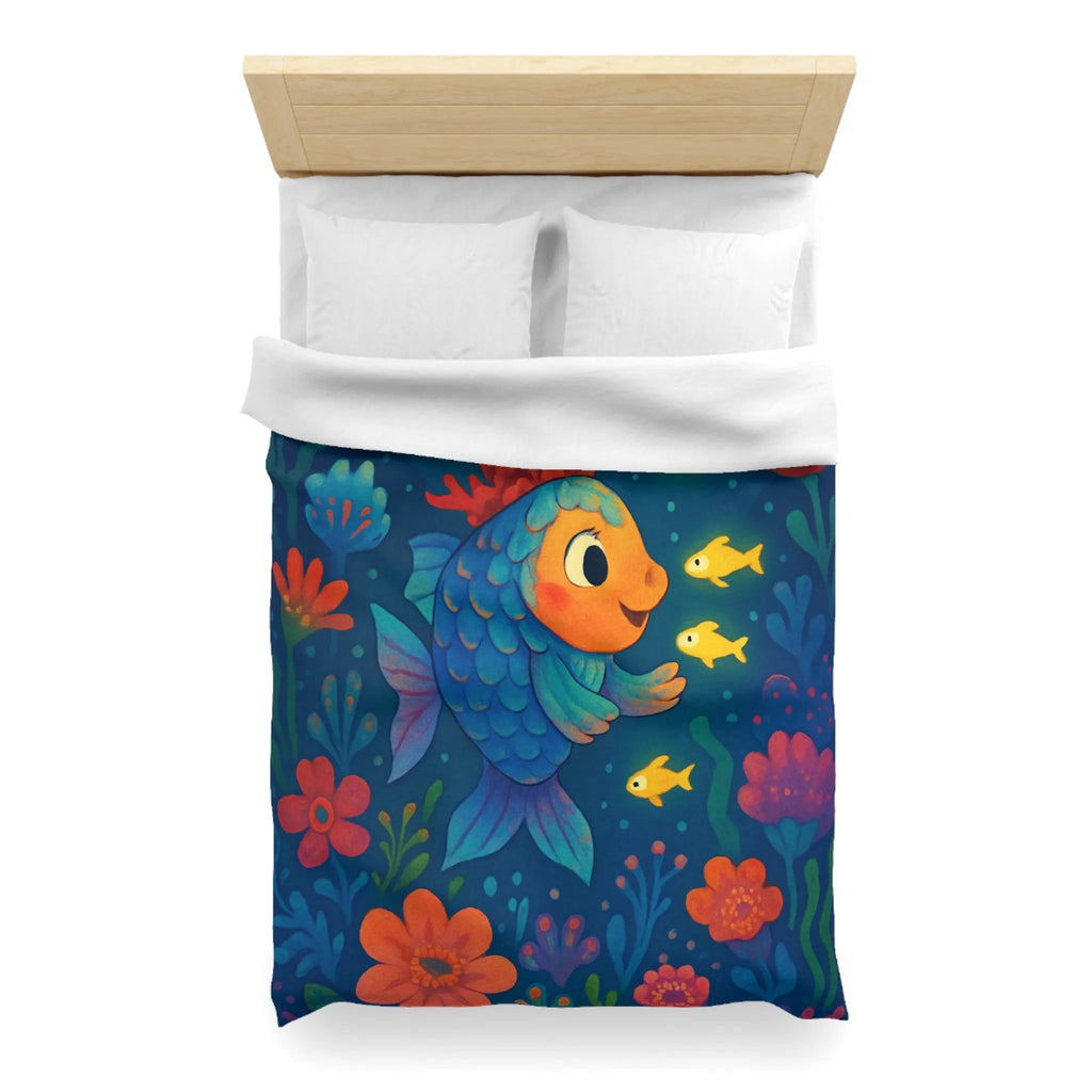 Housse de Couette Colorée avec Poisson et Lune, Idéale Chambre Enfant Rêveuse
