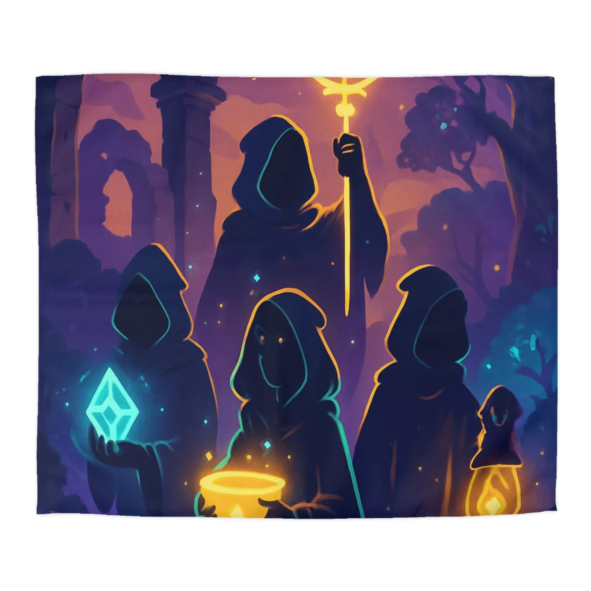 Envoûtante Housse de Couette Mystique avec Teintes Magiques et Figures Ensorcelantes