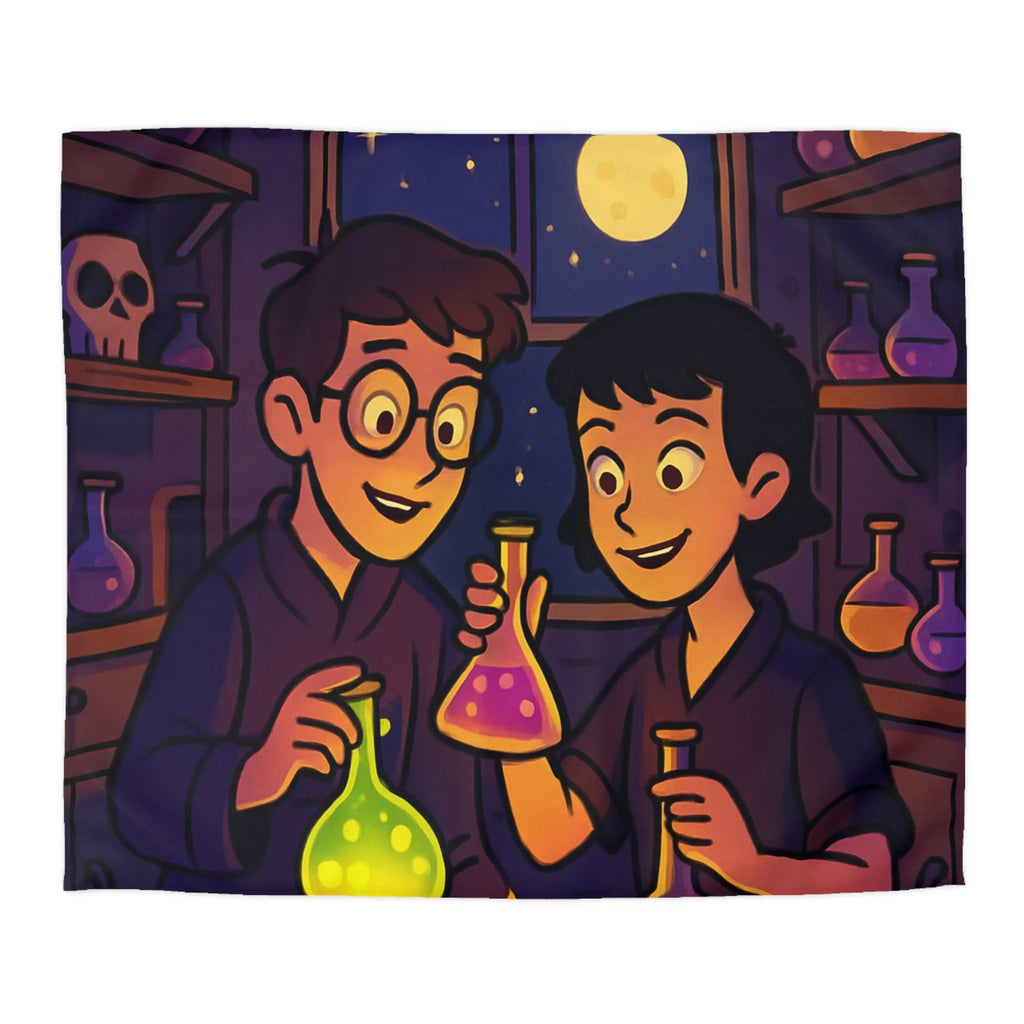 Housse de couette au design magique avec apprentis chimistes et alchimie nocturne féérique
