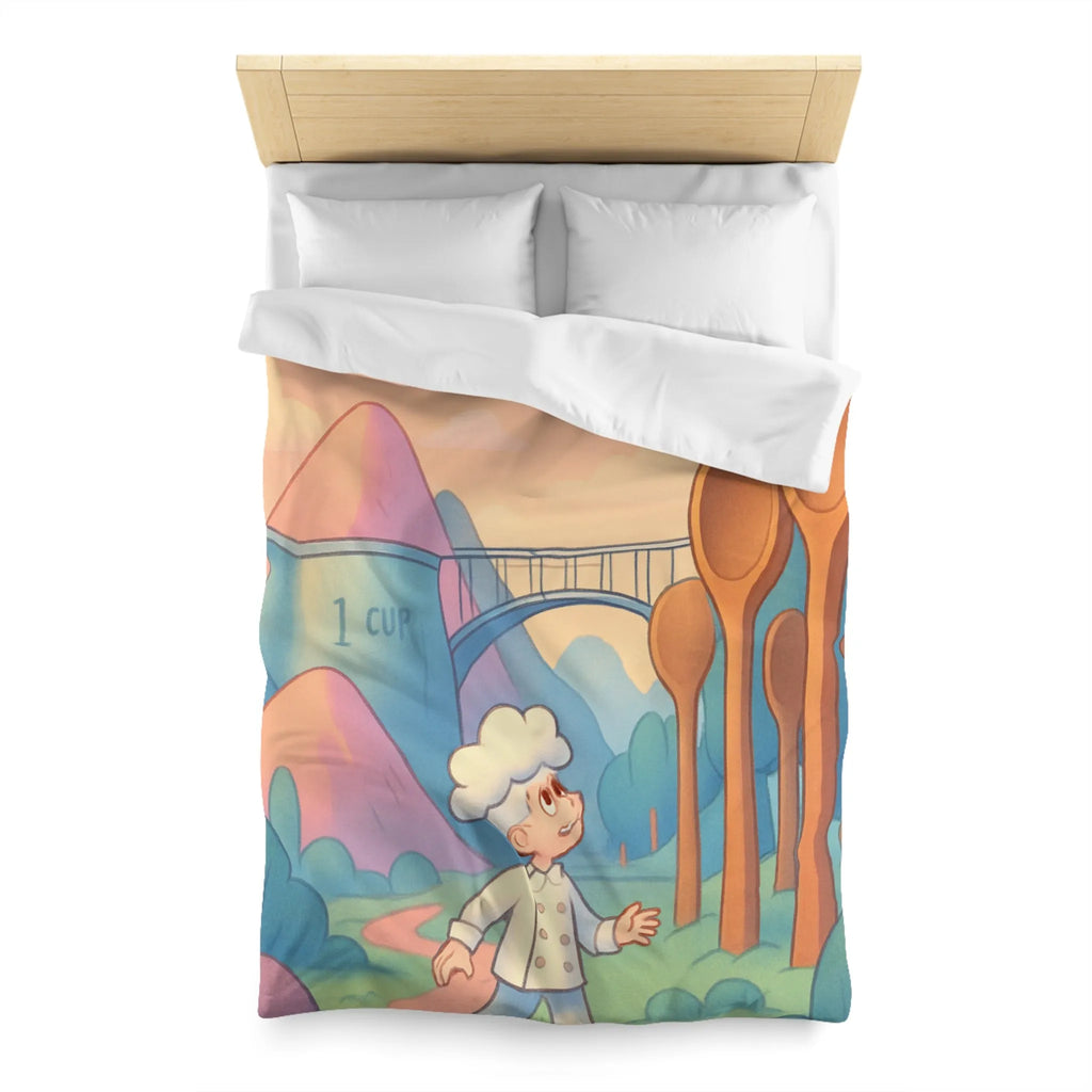 Housse de couette fantaisie chefs rêveurs et paysages de cuisine magiques pour enfants