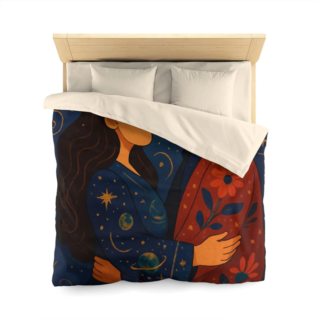 Housse de couette avec illustration romantique au clair de lune et motifs celestes
