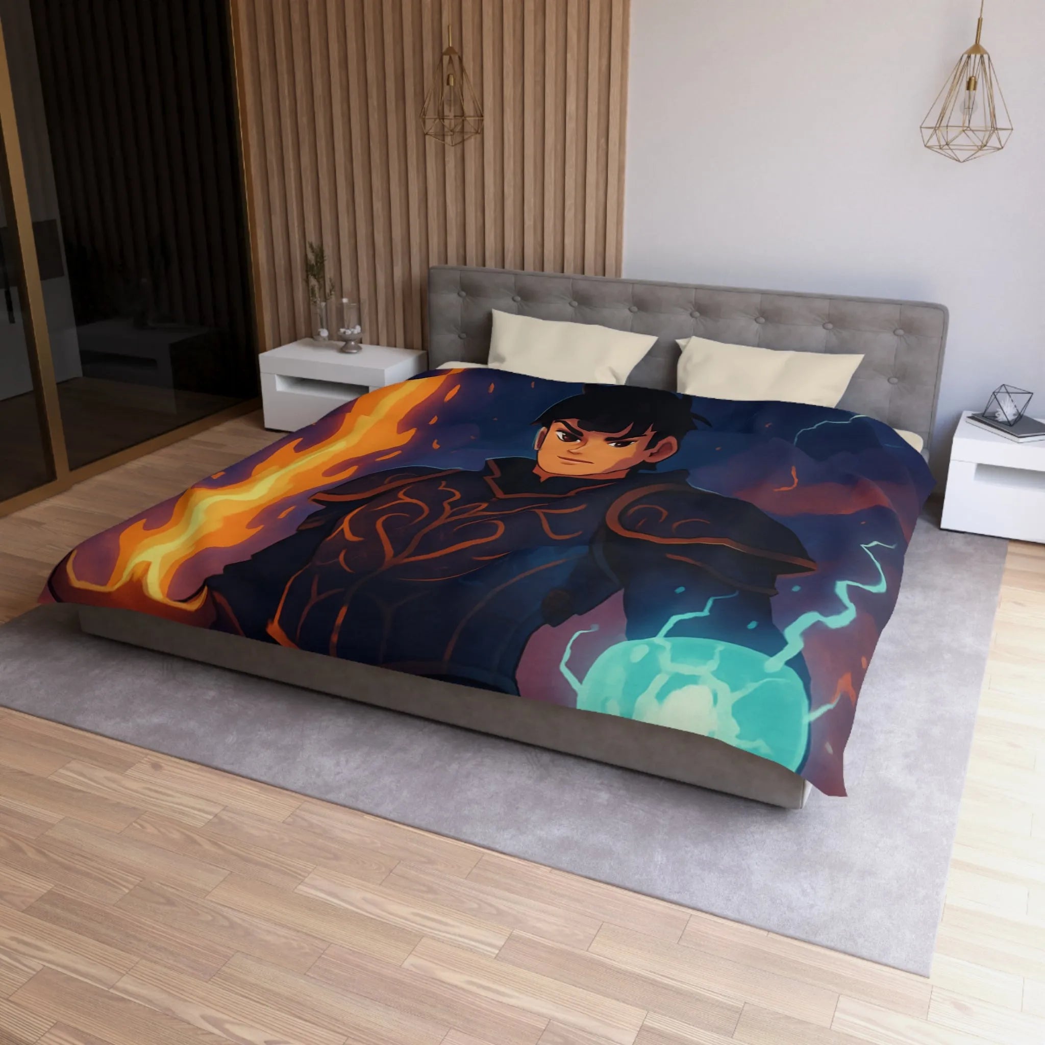 Housse de Couette Microfibre Art Graphique Contemporain Style Décoratif Chambre Tendance