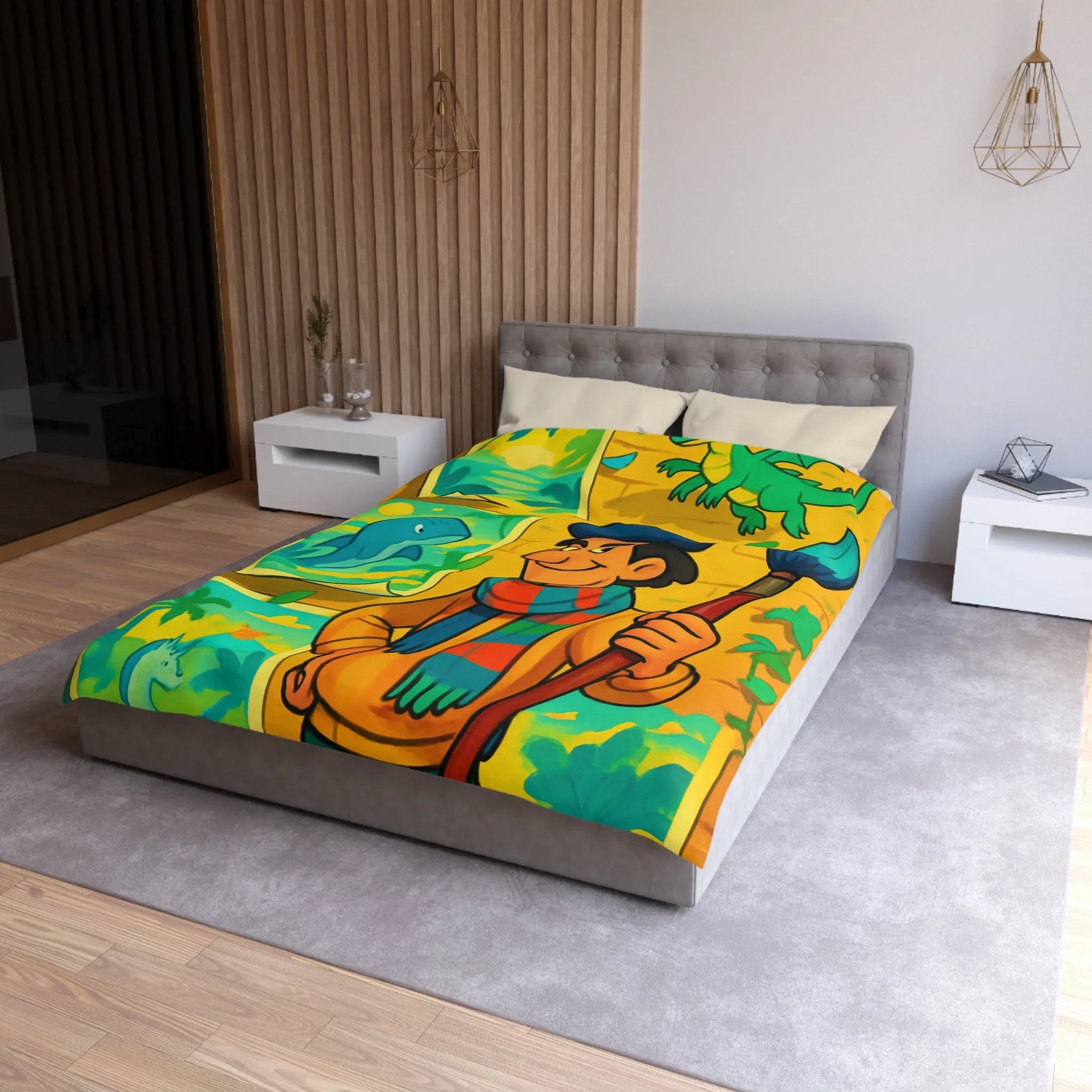 Housse de Couette Microfibre Art Graphique Contemporain Style Décoratif Chambre Tendance