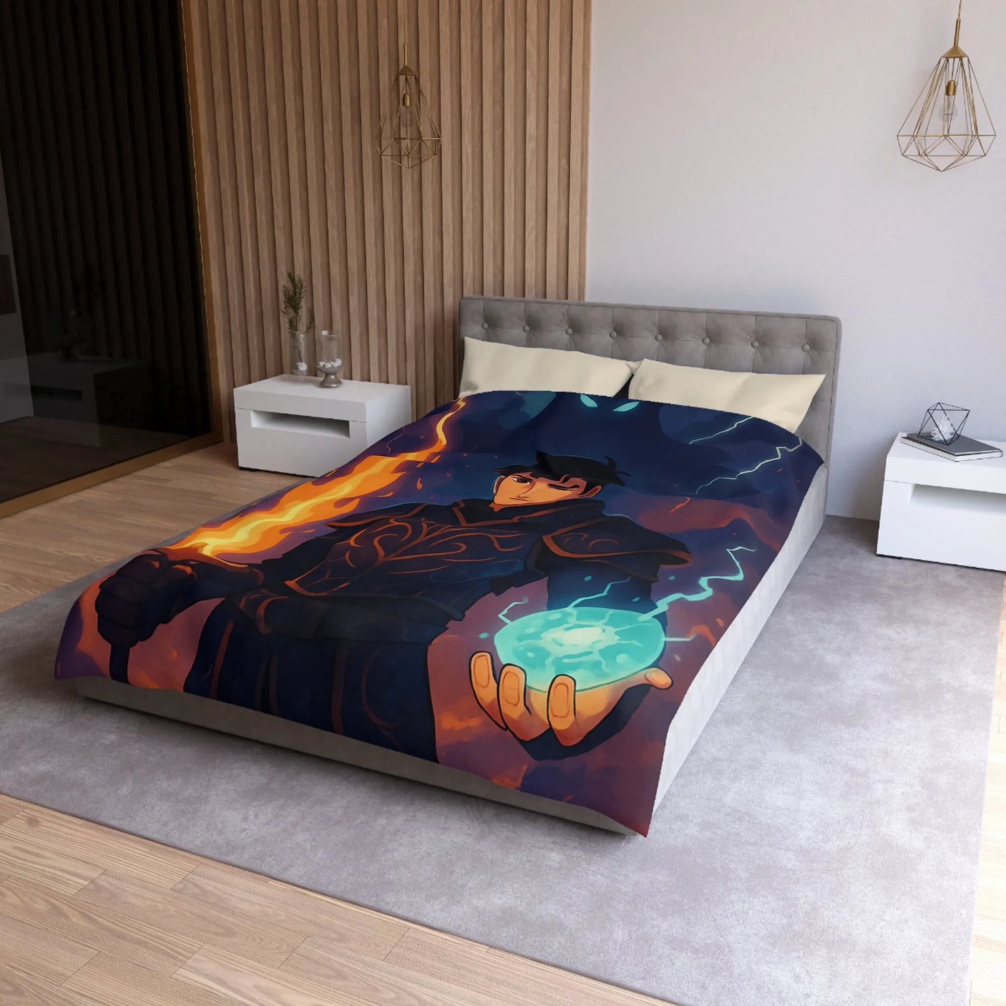 Housse de Couette Microfibre Art Graphique Contemporain Style Décoratif Chambre Tendance