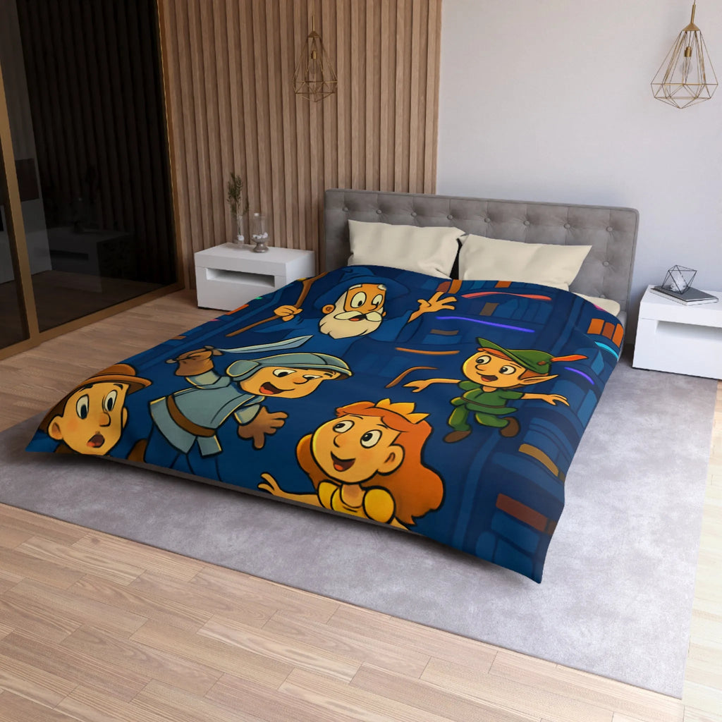 Housse de Couette Enchantée pour Enfants avec Contes Magiques et Personnages Historiques Colorés