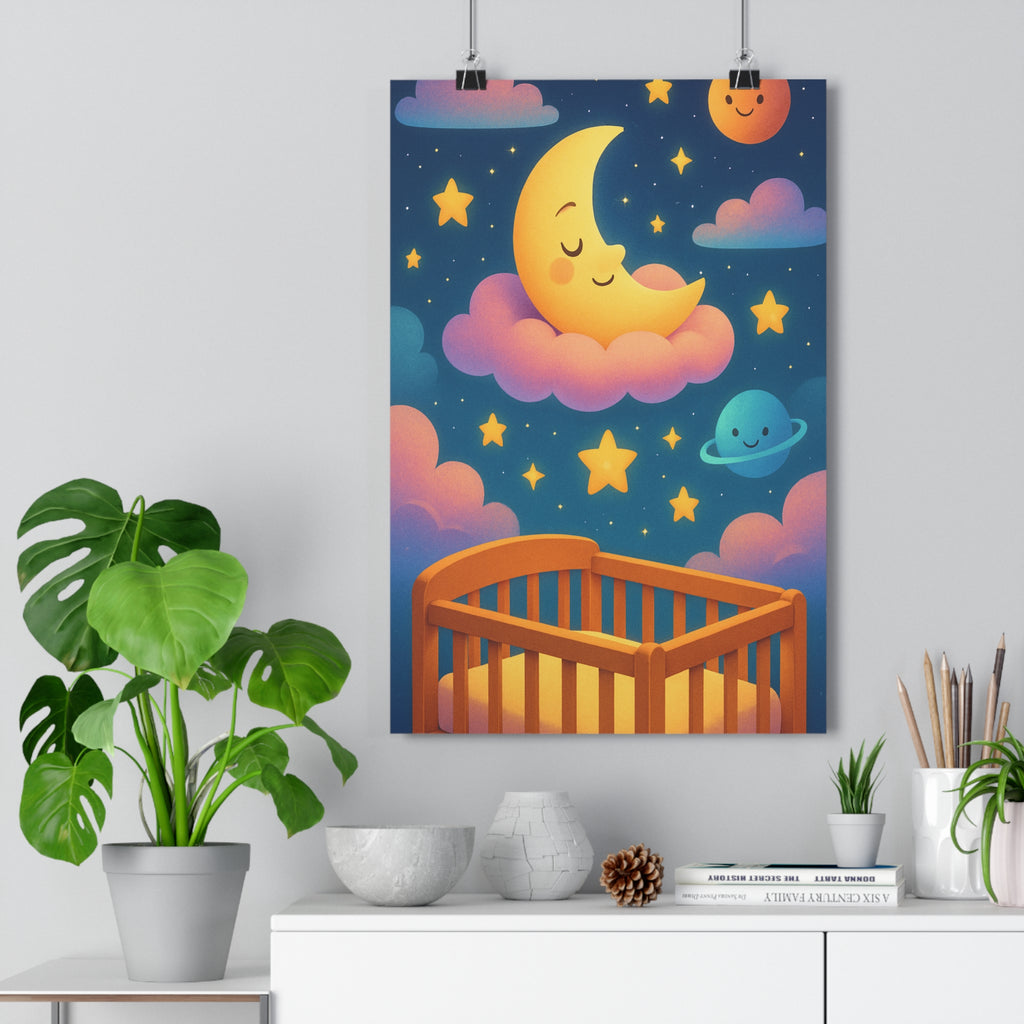 Poster décoratif pastel rêveur bébé chambre nuage étoile lune apaisant mignon 30x46 cm qualité