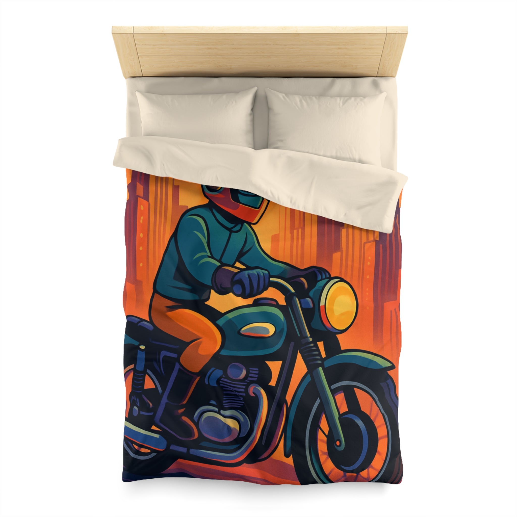 Housse de couette moto rétro vintage pour chambre style urbain moderne et audacieux