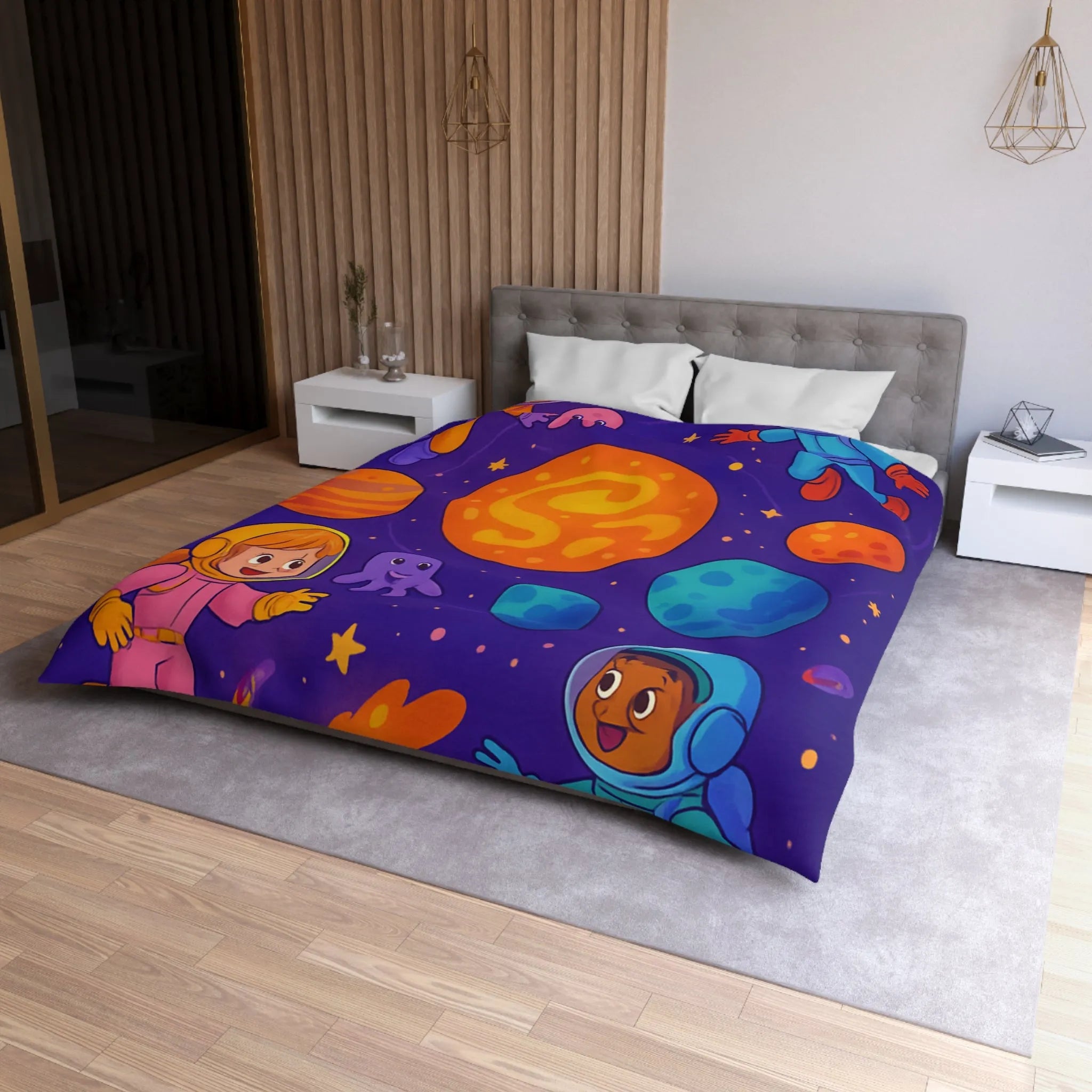 Housse de Couette Microfibre Art Graphique Contemporain Style Décoratif Chambre Tendance