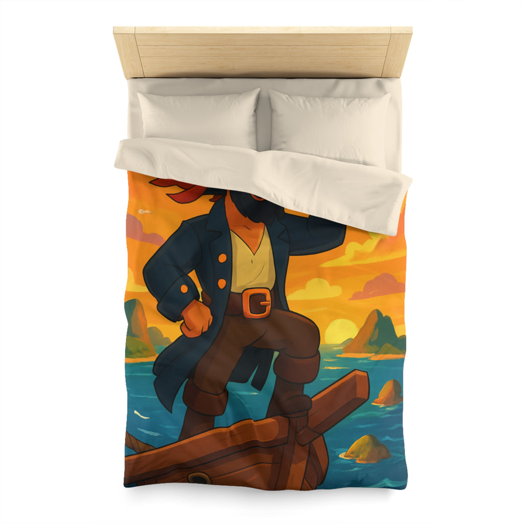 Housse de couette pirate flamboyant explorant les mers au coucher de soleil épique