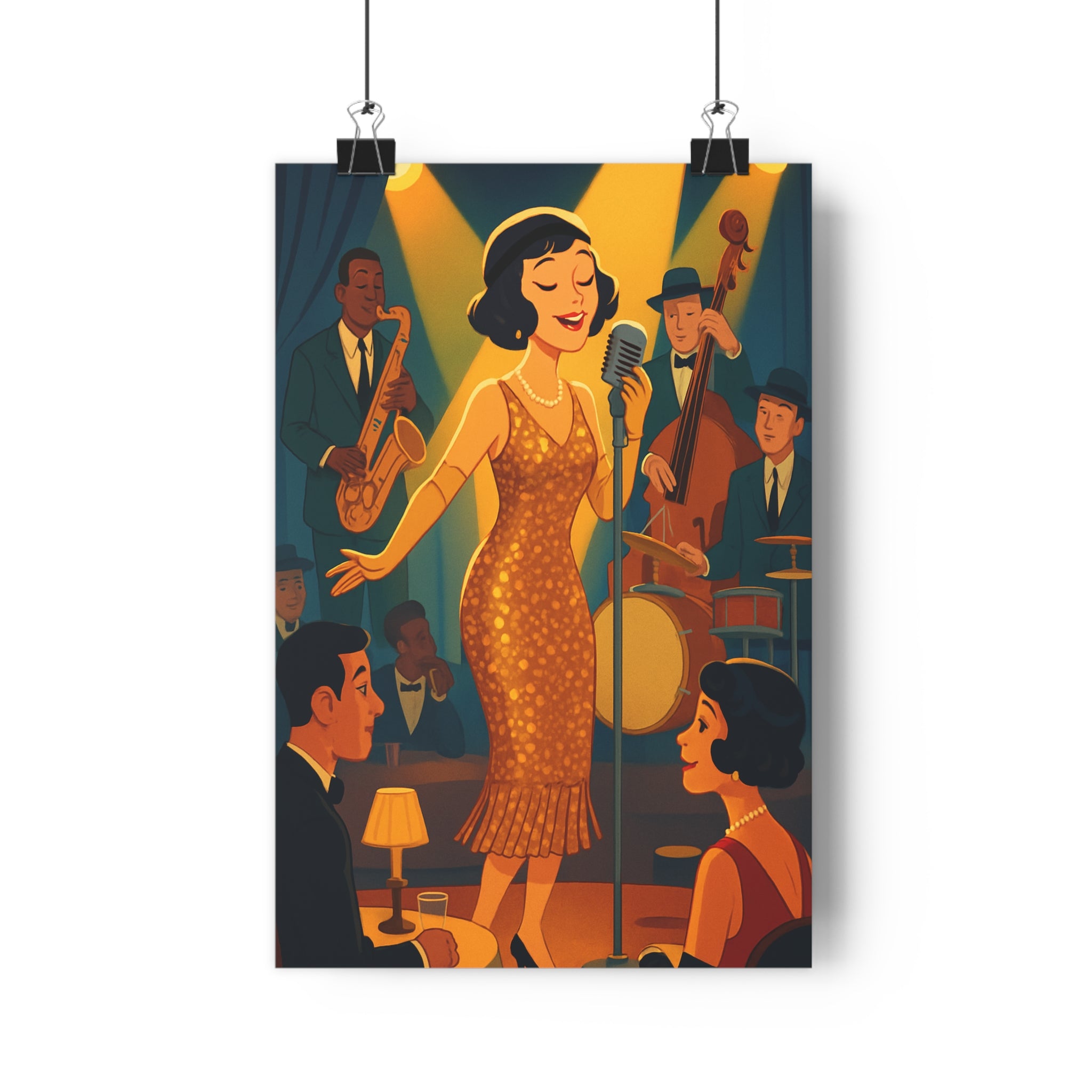Poster décoratif art déco cabaret doré élégant jazz salon chambre vintage ambiance chic qualité