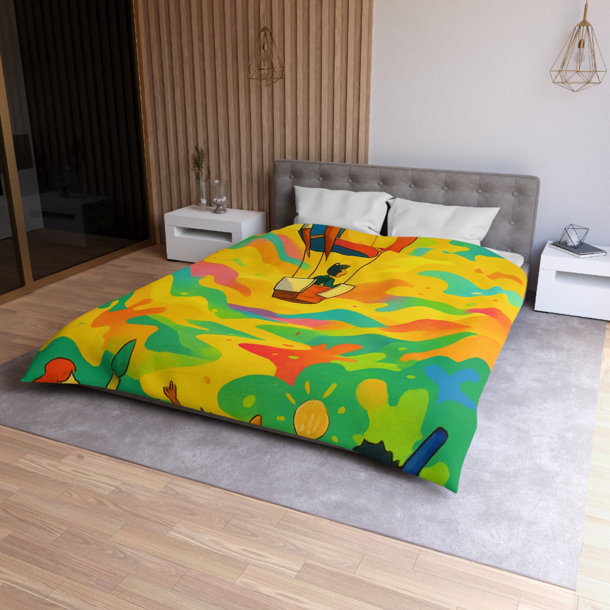 Housse de Couette Microfibre Design Artistique Moderne Décoration Chambre Confort Premium