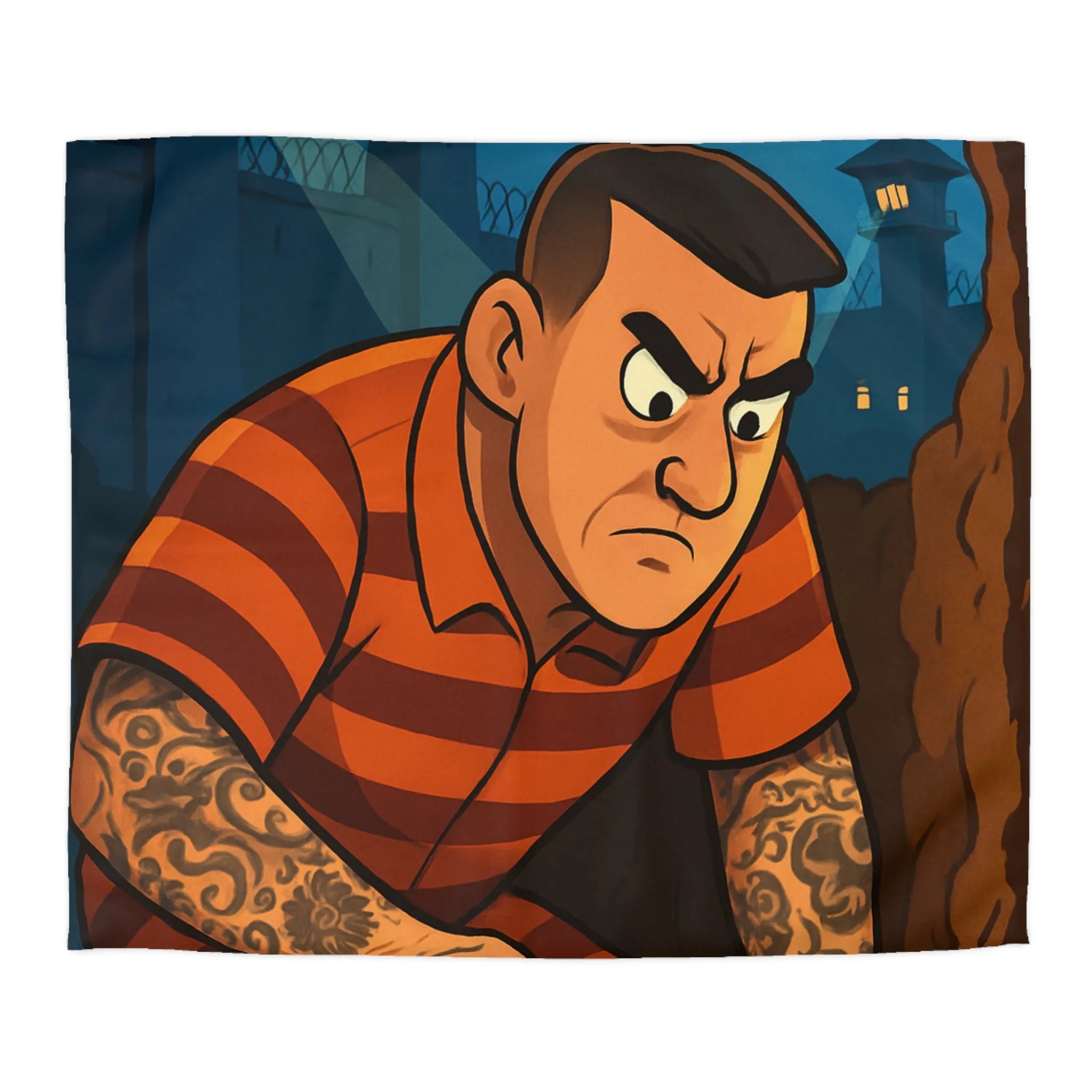 Housse de couette avec illustration d'évasion nocturne audacieuse pleine lune et tatouages