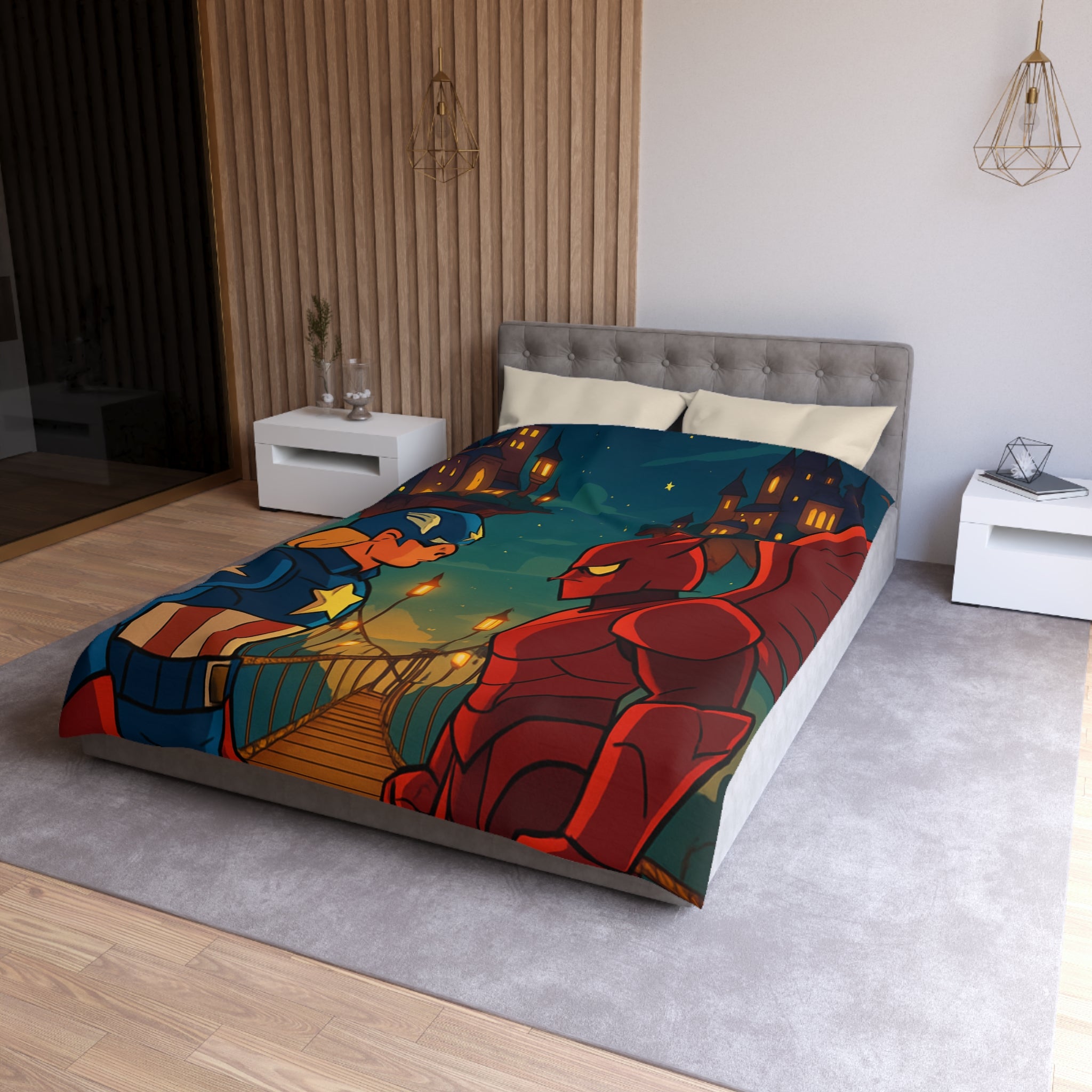 Housse de Couette Microfibre Design Artistique Moderne Décoration Chambre Confort Premium