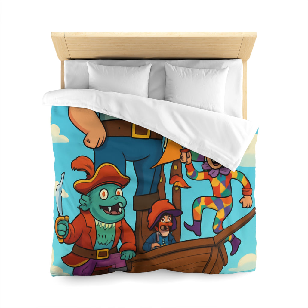 Housse de couette pirate joyeux arc-en-ciel colorée avec bateau pour enfant chambre