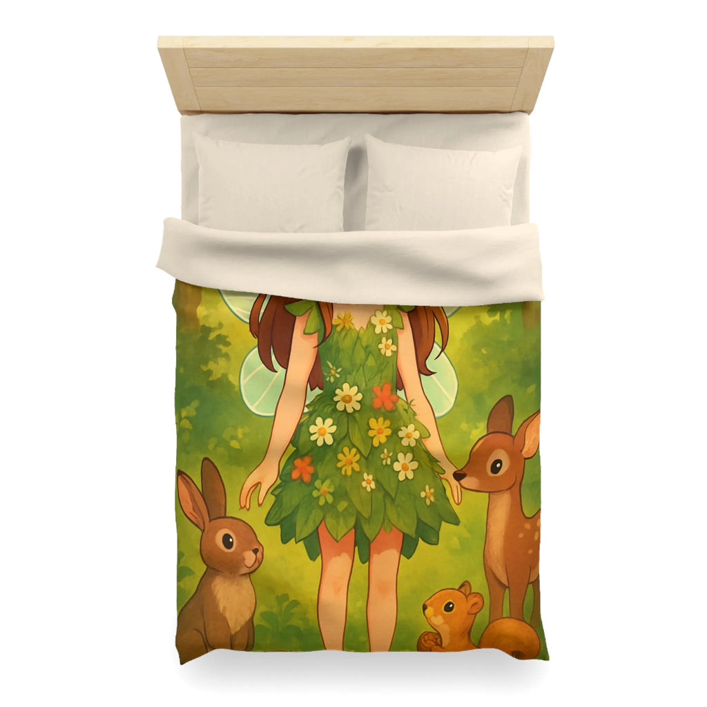 Housse de couette féerique avec fée et animaux de la forêt pour enfants