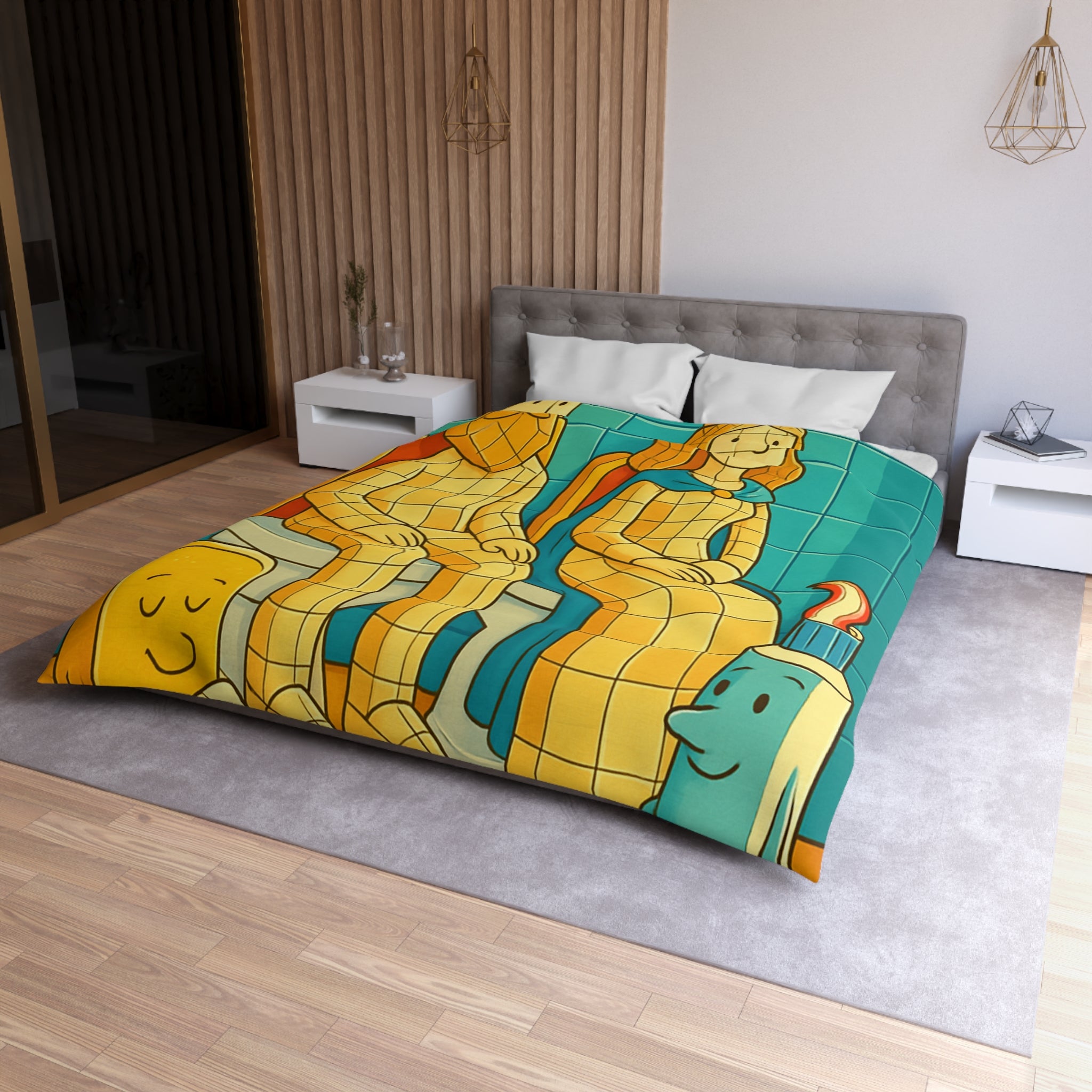 Housse de Couette Microfibre Design Artistique Moderne Décoration Chambre Confort Premium