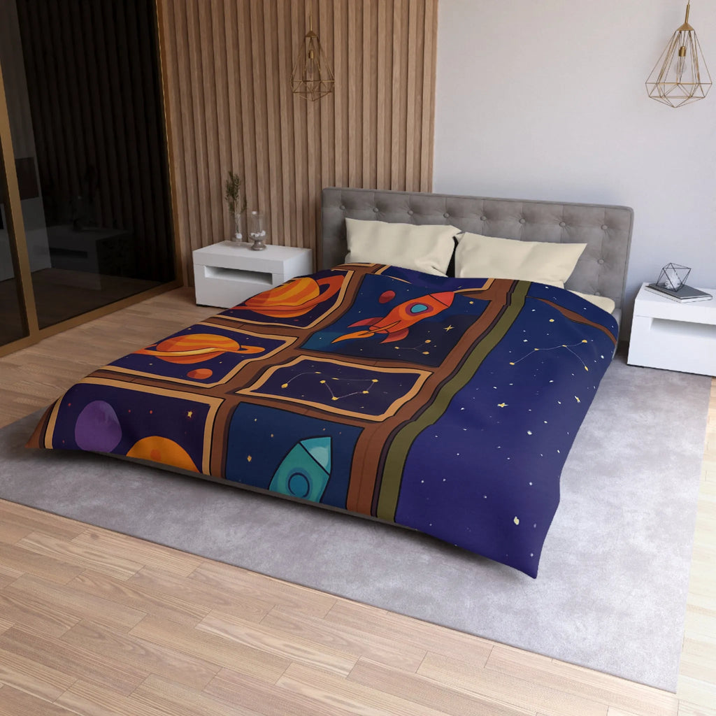 Housse de Couette Espace Coloré avec Fusées et Constellations pour Chambre Enfant