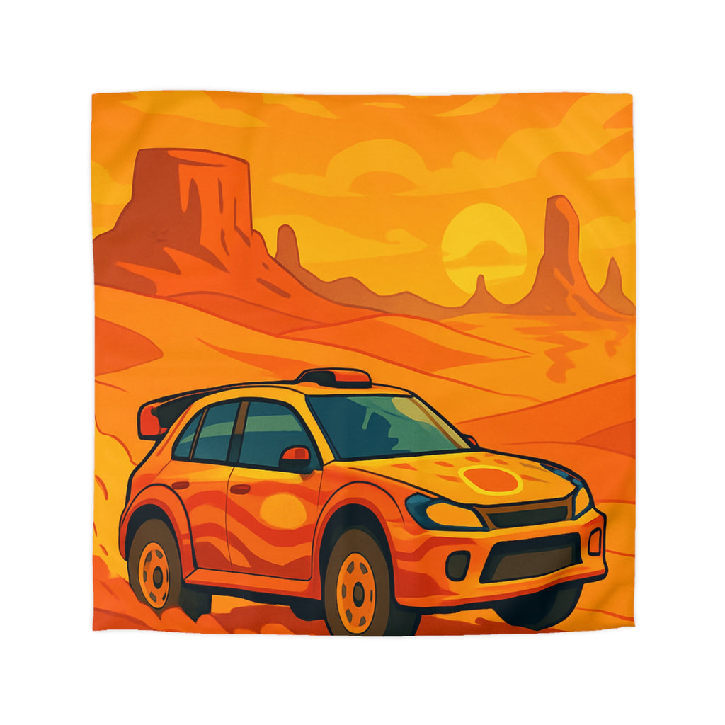 Housse de couette voiture dynamique désert orange ambiance aventure chaleur intense