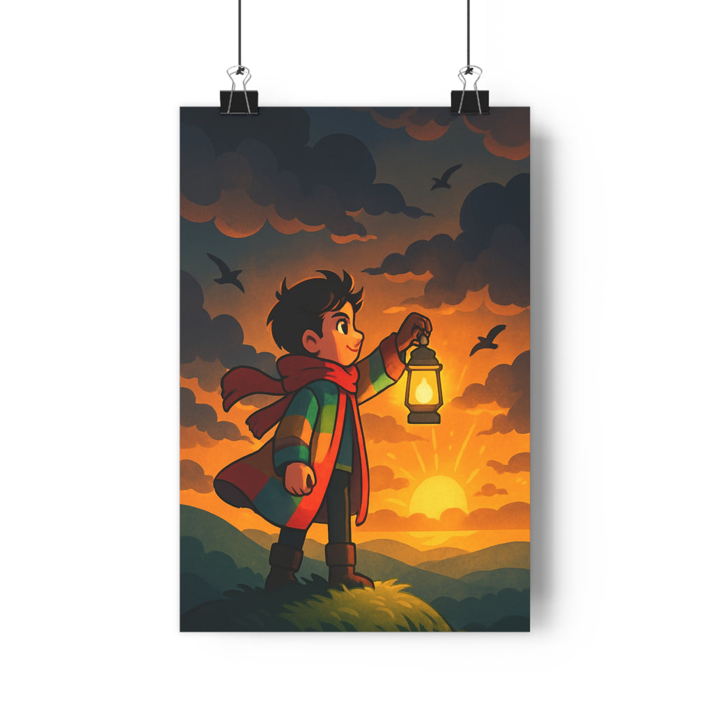 Poster décoratif cartoon jaune orange rouge enfant chambre joyeux lumineux espoir artistique coloré dessin