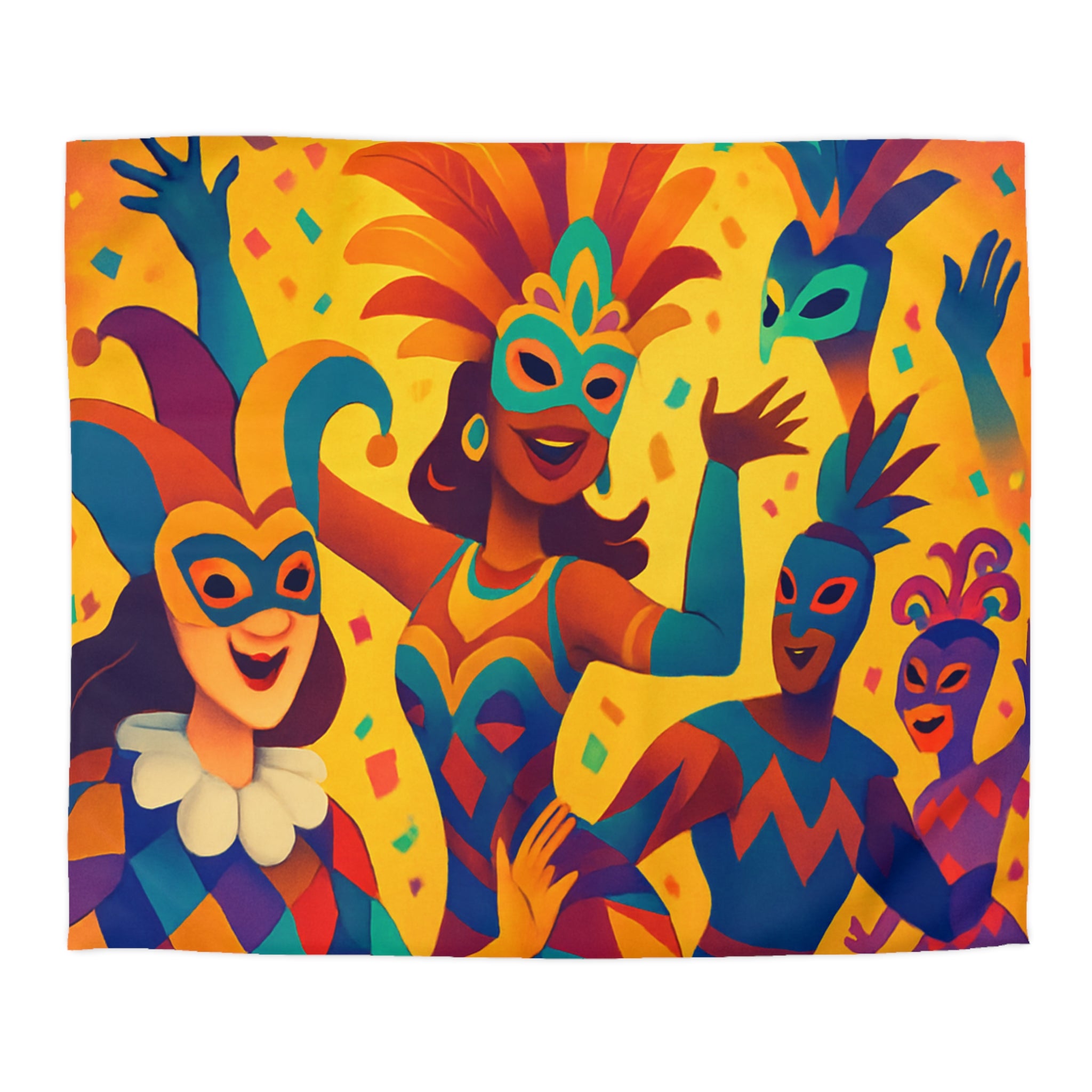 Housse De Couette Multicolore Carnaval Masqué Pour Fête Vibrante Et Ambiance Festive