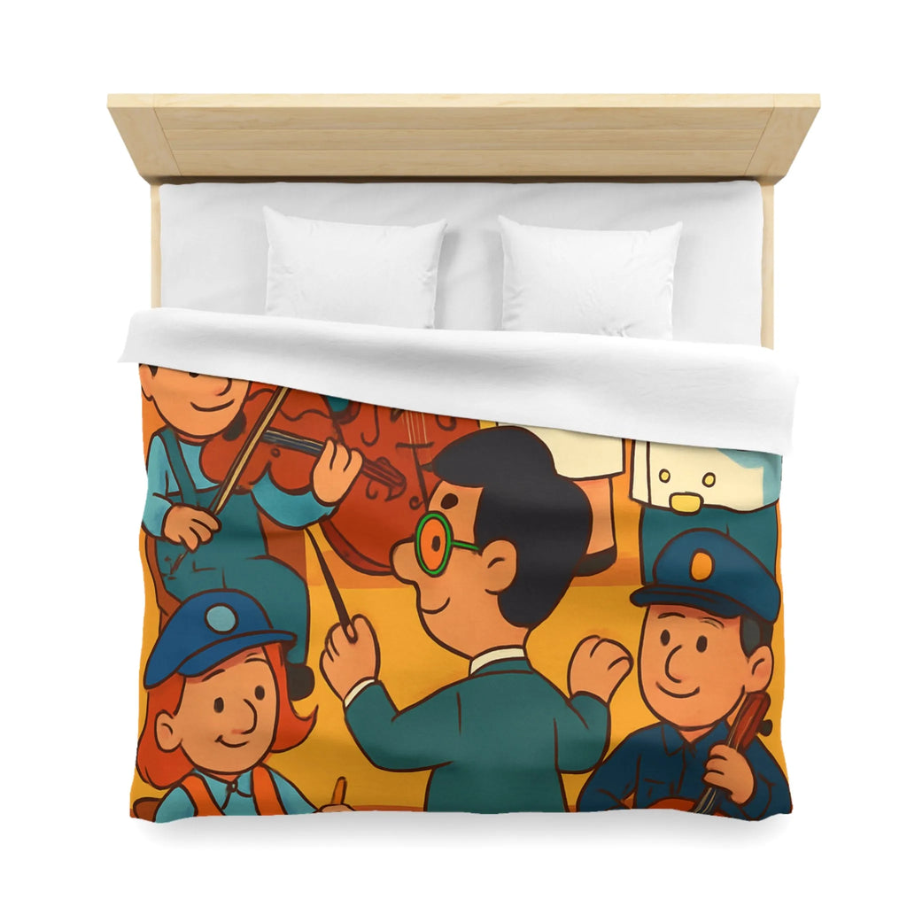 Housse de couette colorée avec illustrations de musiciens habillés en différentes professions