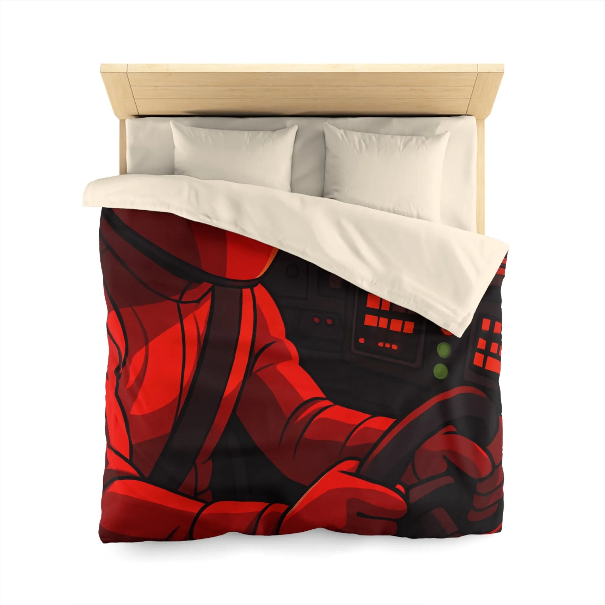 Housse de couette dynamique motif pilote de course rouge en automobile sportive