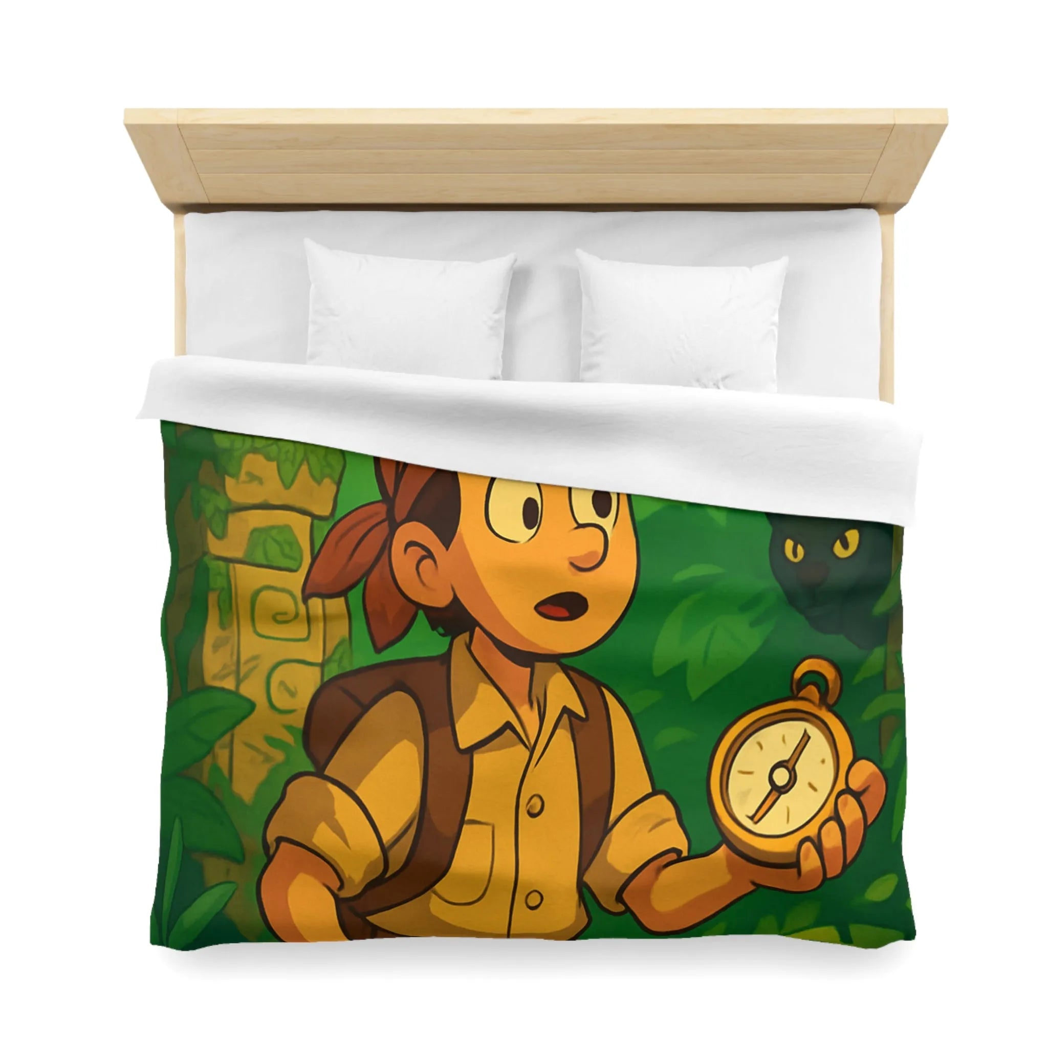 Exploration jungle animée avec boussole, perroquet, serpent et léopard pour chambre exotique