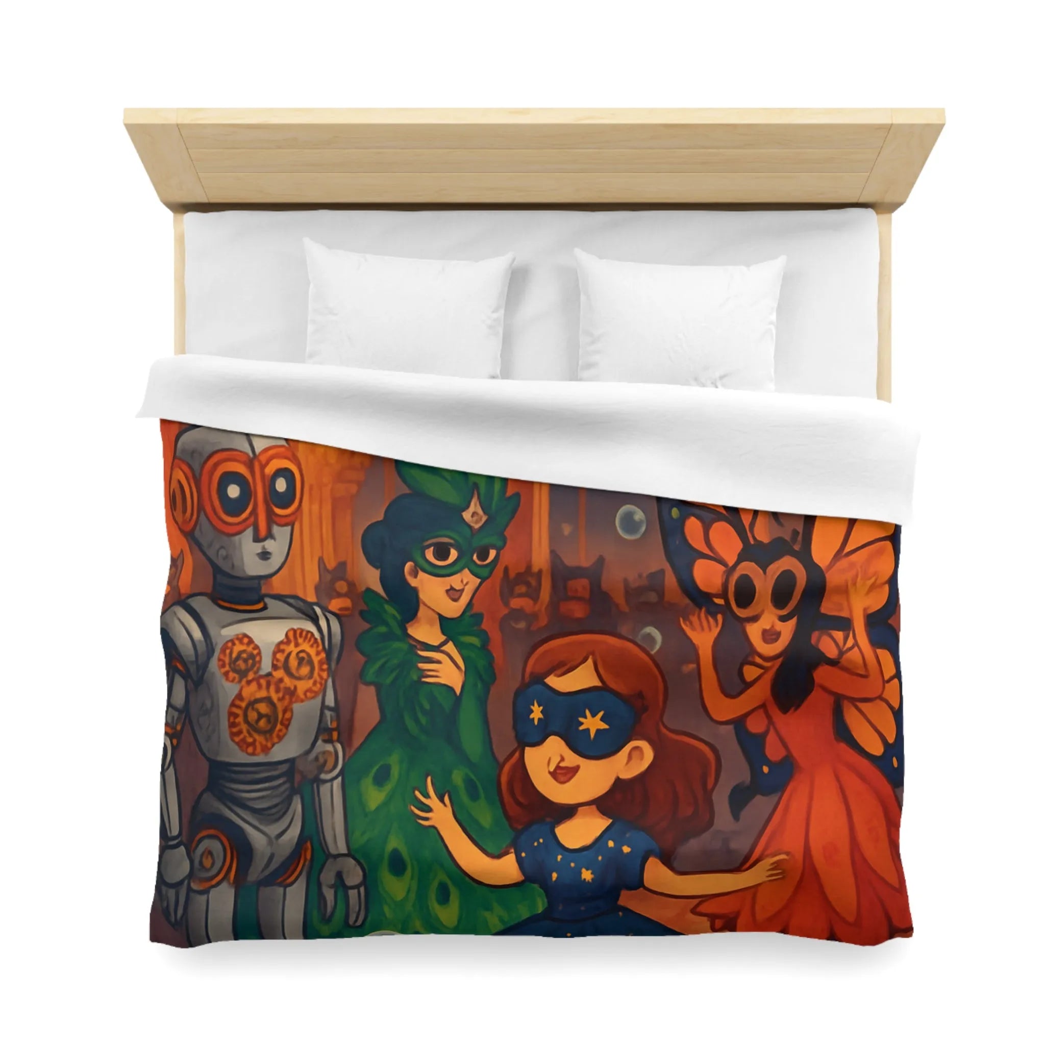 Housse de Couette Enchantée avec Robe de Bal Masquée et Ambiance Féérique Pour Enfants