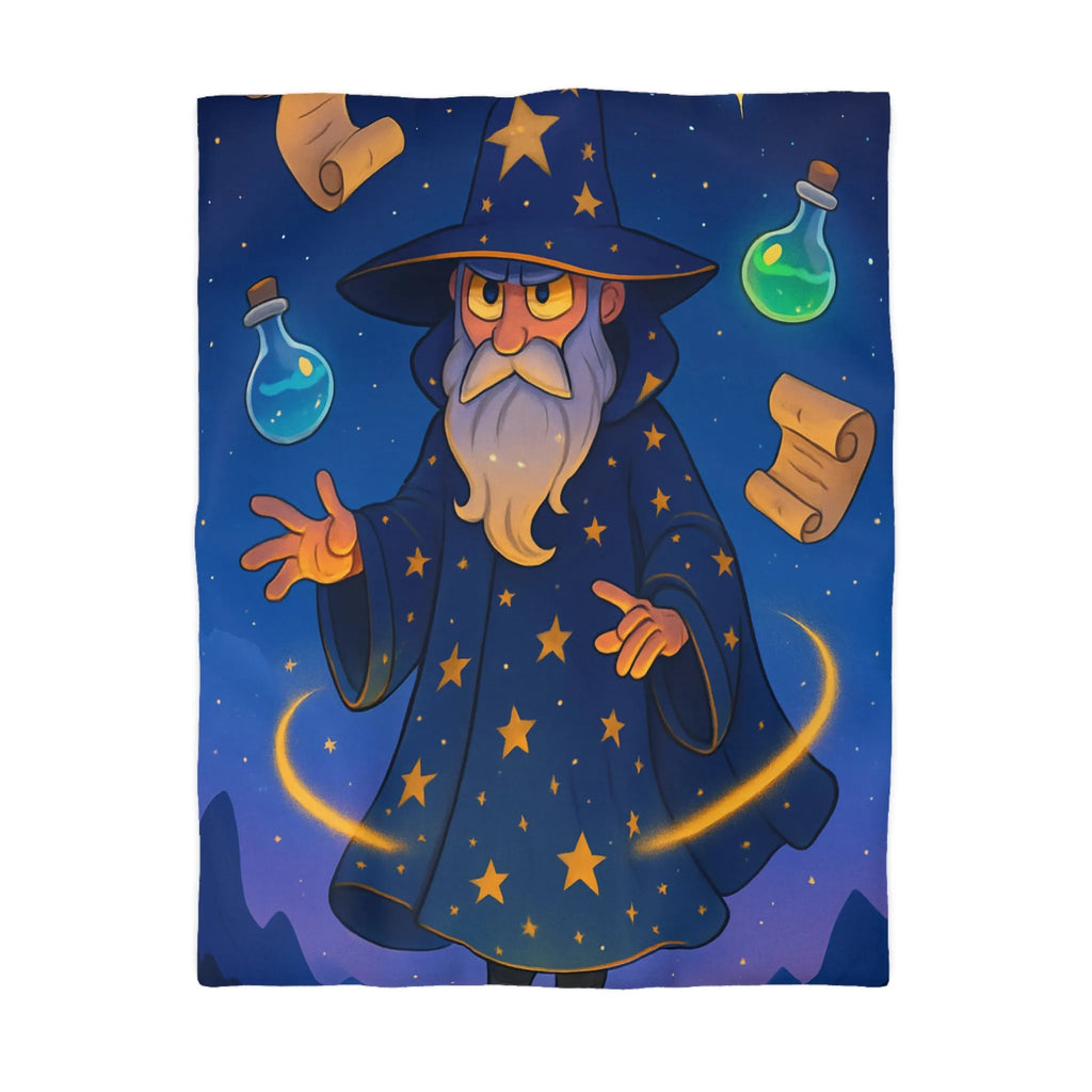 Housse de Couette Magicien Étoilé avec Parchemins Enchantés et Fioles Lumineuses