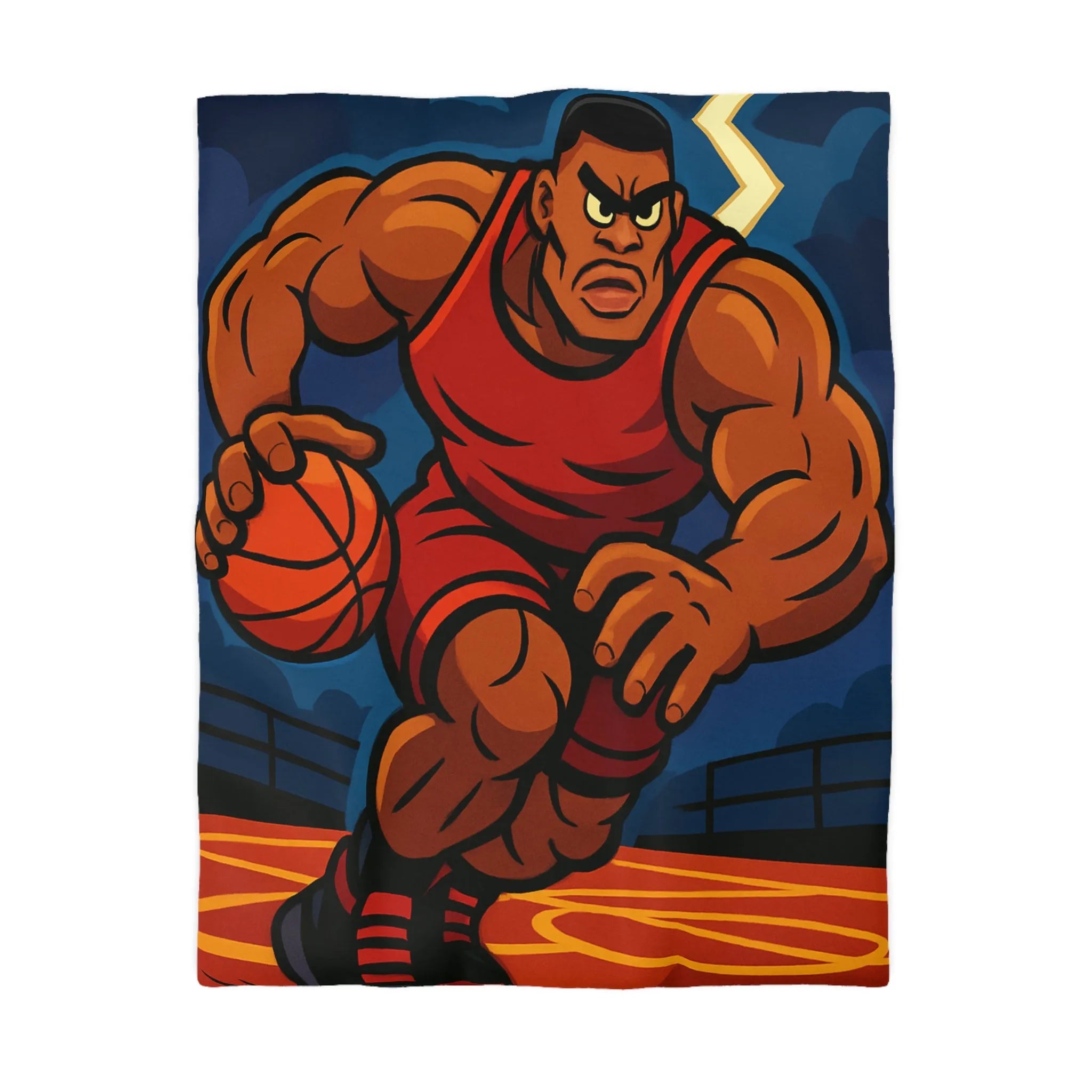 Housse de couette avec illustration dynamique de joueur de basket-ball en action intense