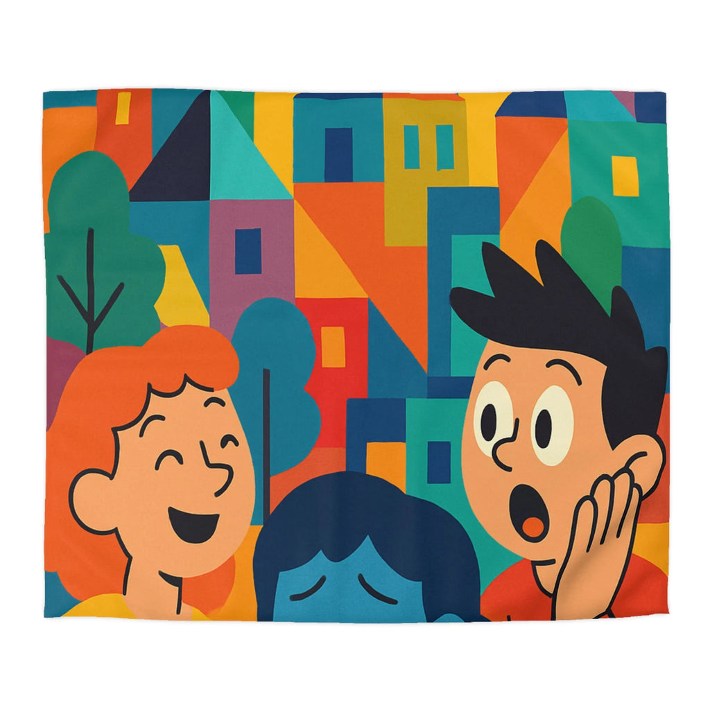 Housse de couette colorée avec scènes joyeuses et tristes pour chambre moderne