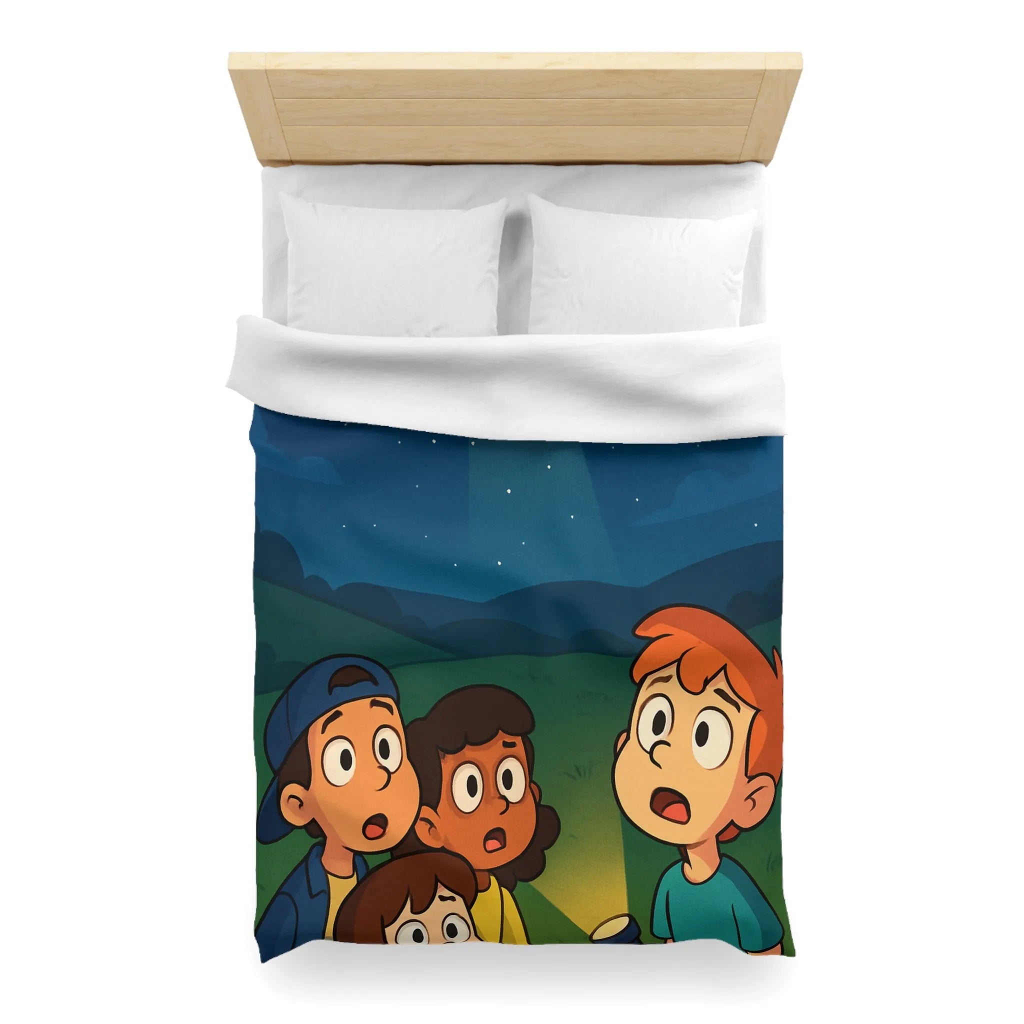 Découvre des Enfants Fascinés par un OVNI Éclairé dans le Ciel Nocturne Étoilé