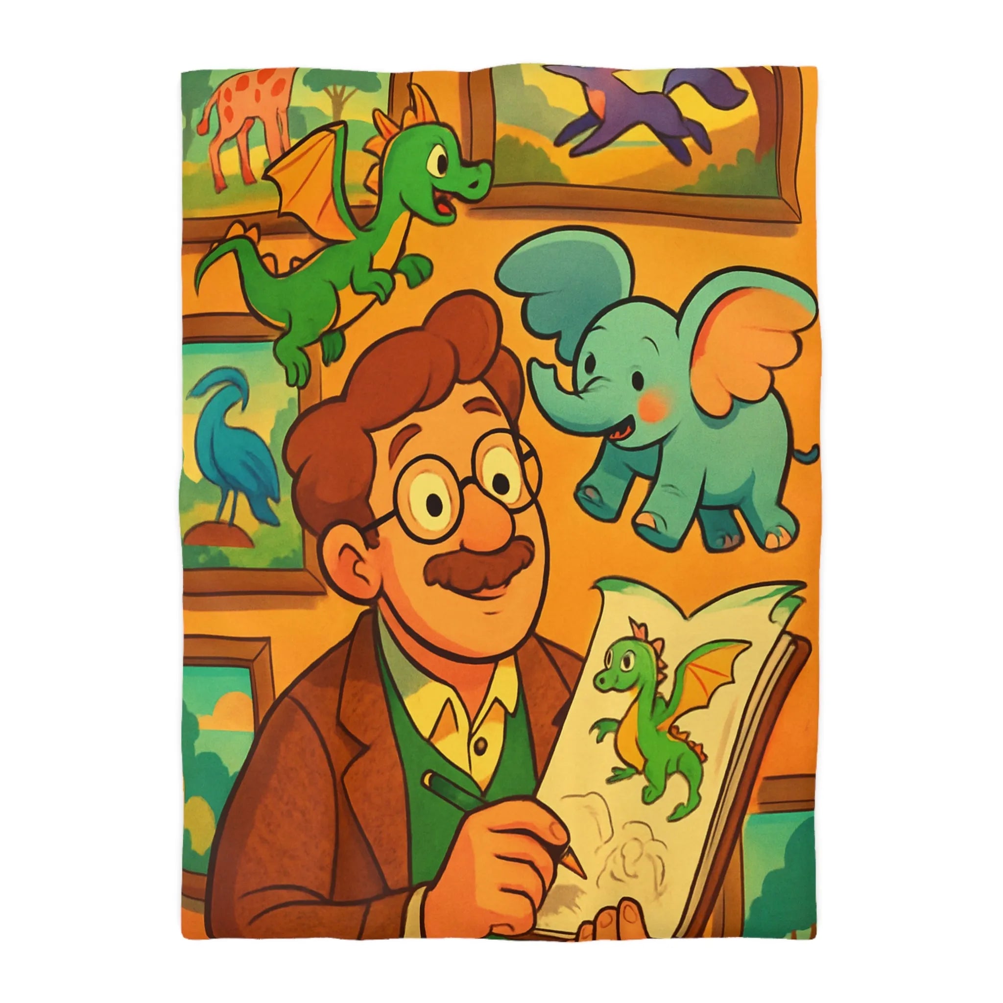 Housse de couette avec illustrations d'animaux colorés pour une chambre chaleureuse et ludique