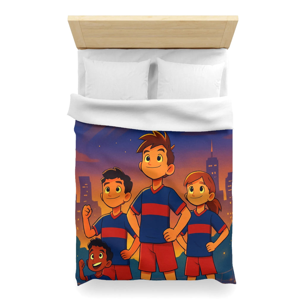 Housse de Couette Enfants avec Équipe de Football et Ballon Étoilé en Soirée