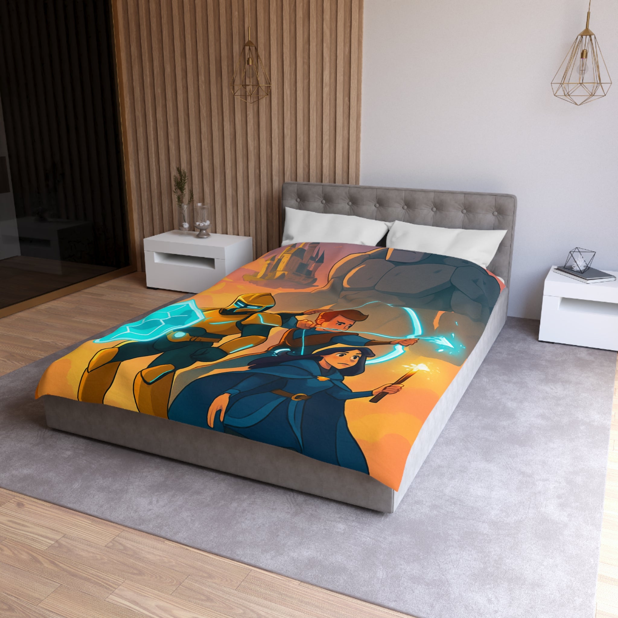 Housse de Couette Microfibre Illustration Unique Design Moderne Décoration Intérieure Raffinée