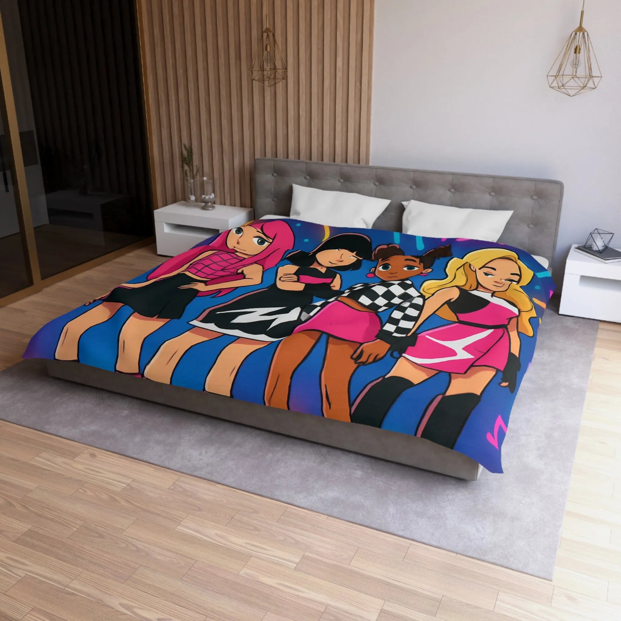 Housse de couette colorée avec un design moderne et des motifs géométriques éclatants