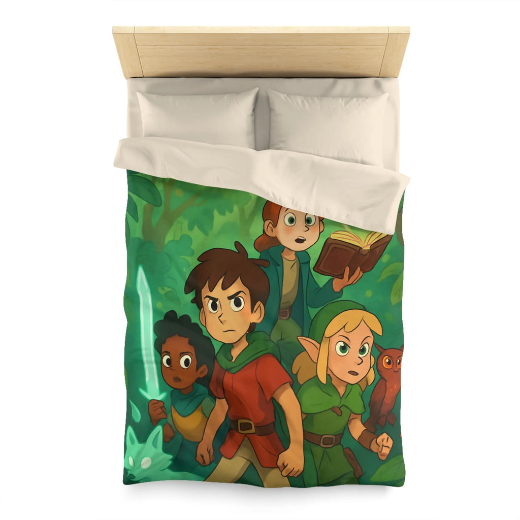 Housse de Couette Fantaisie Enfants Aventuriers Forêt Magique Chasse au Trésor Épique