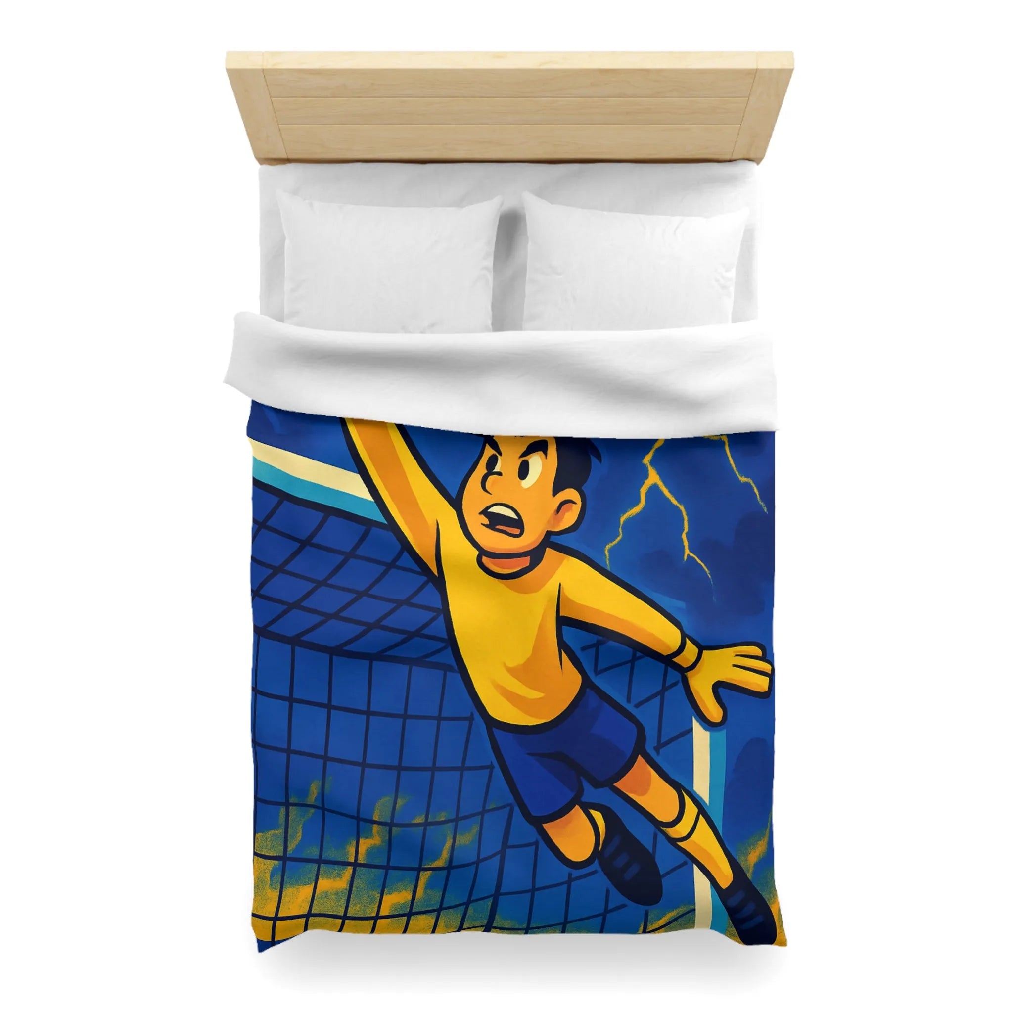 Housse de couette colorée, illustration de footballeur en action, idéale pour chambre d'enfant