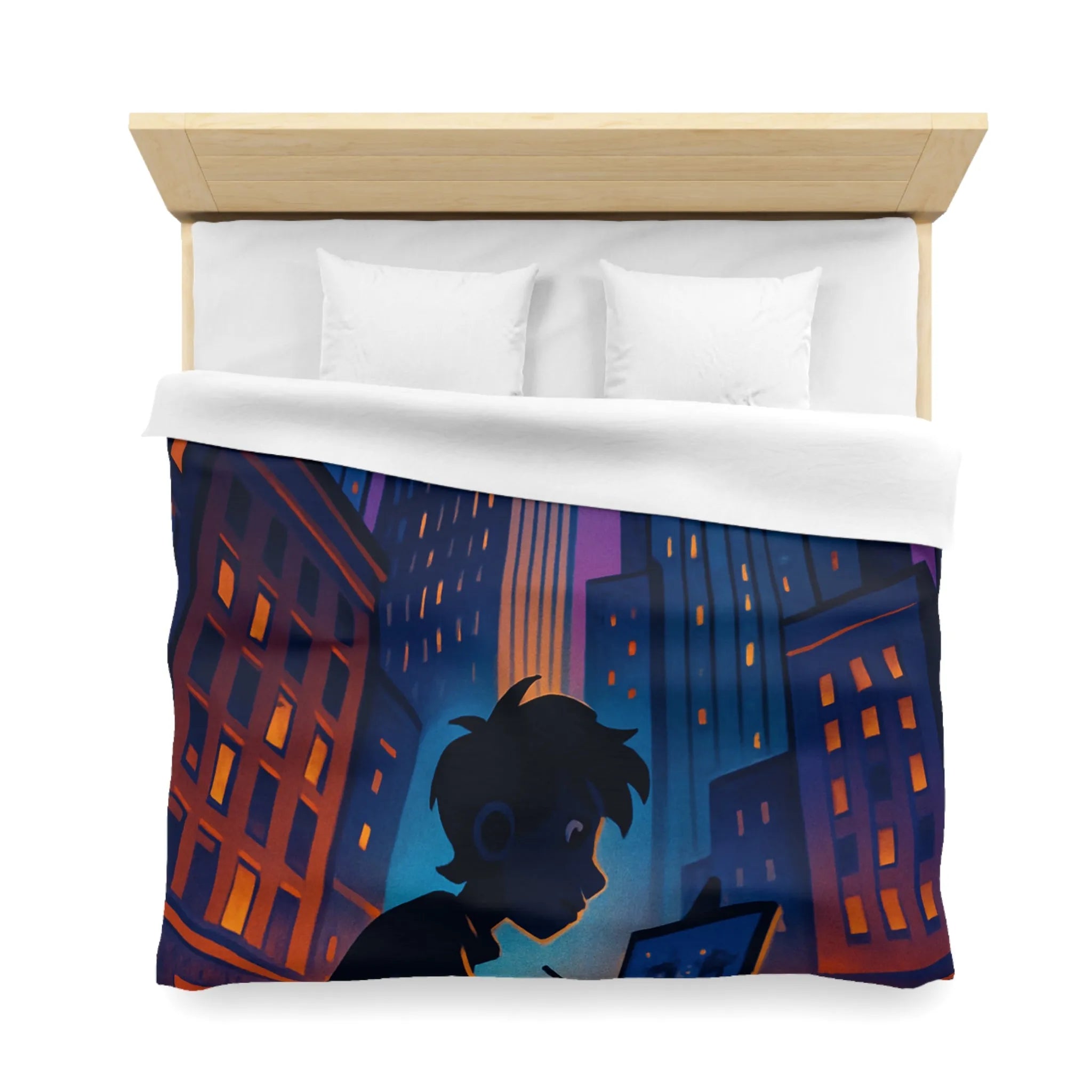 Housse de Couette Design Urbain Artiste Peintre Nuit Étoilée pour Chambre Moderne