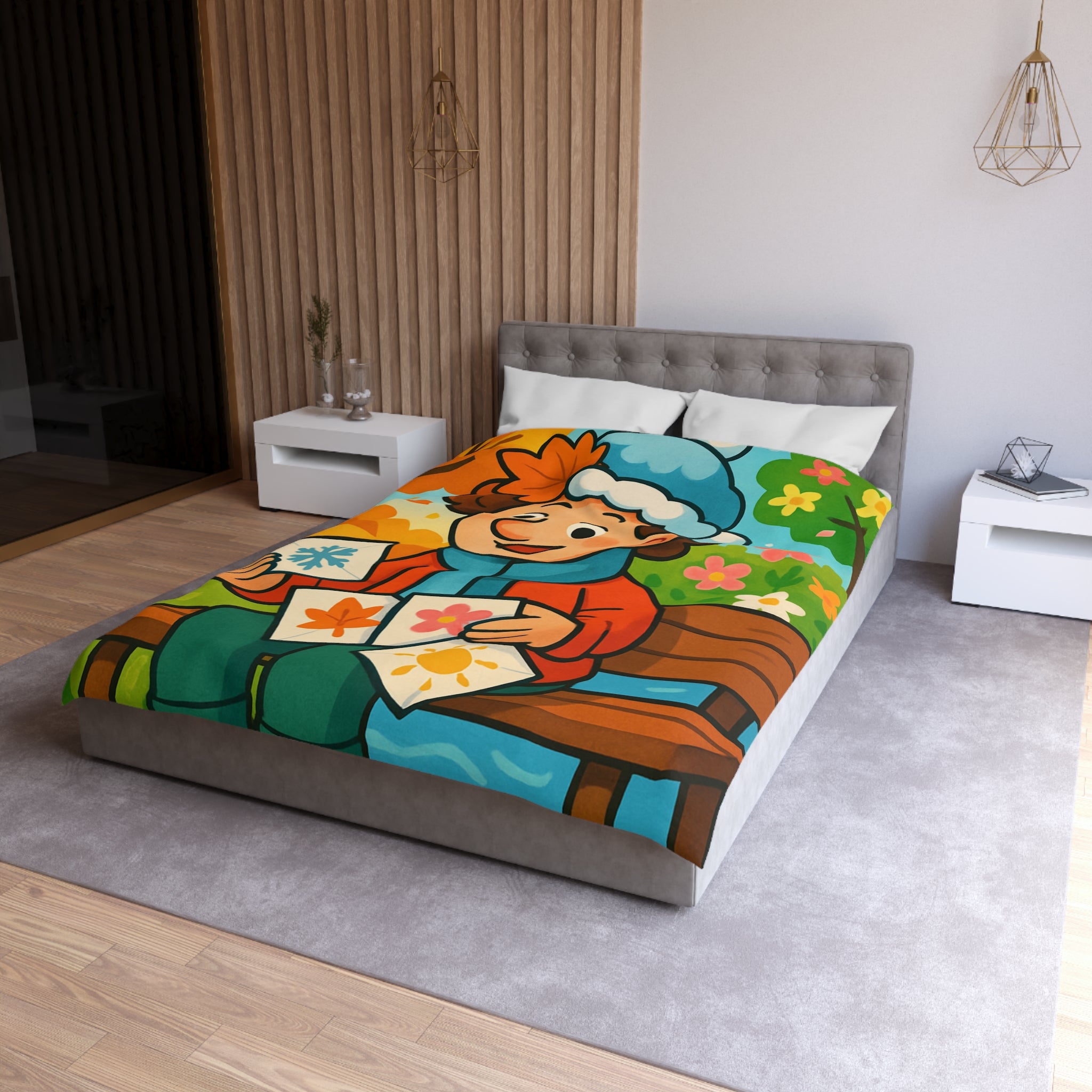 Housse de Couette Microfibre Illustration Unique Design Moderne Décoration Intérieure Raffinée