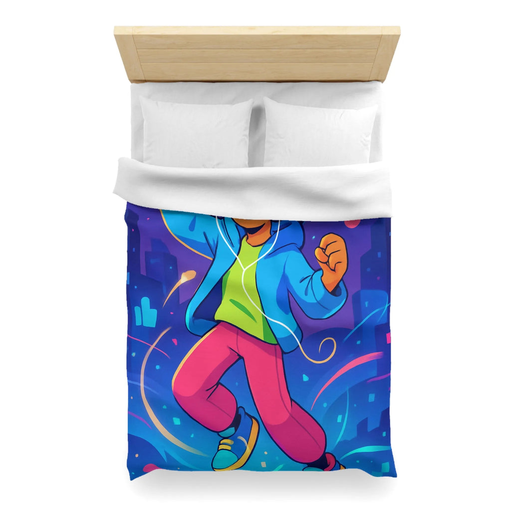 Housse de couette dynamique : Jeune dansant casque urbain musique nuit étoilée
