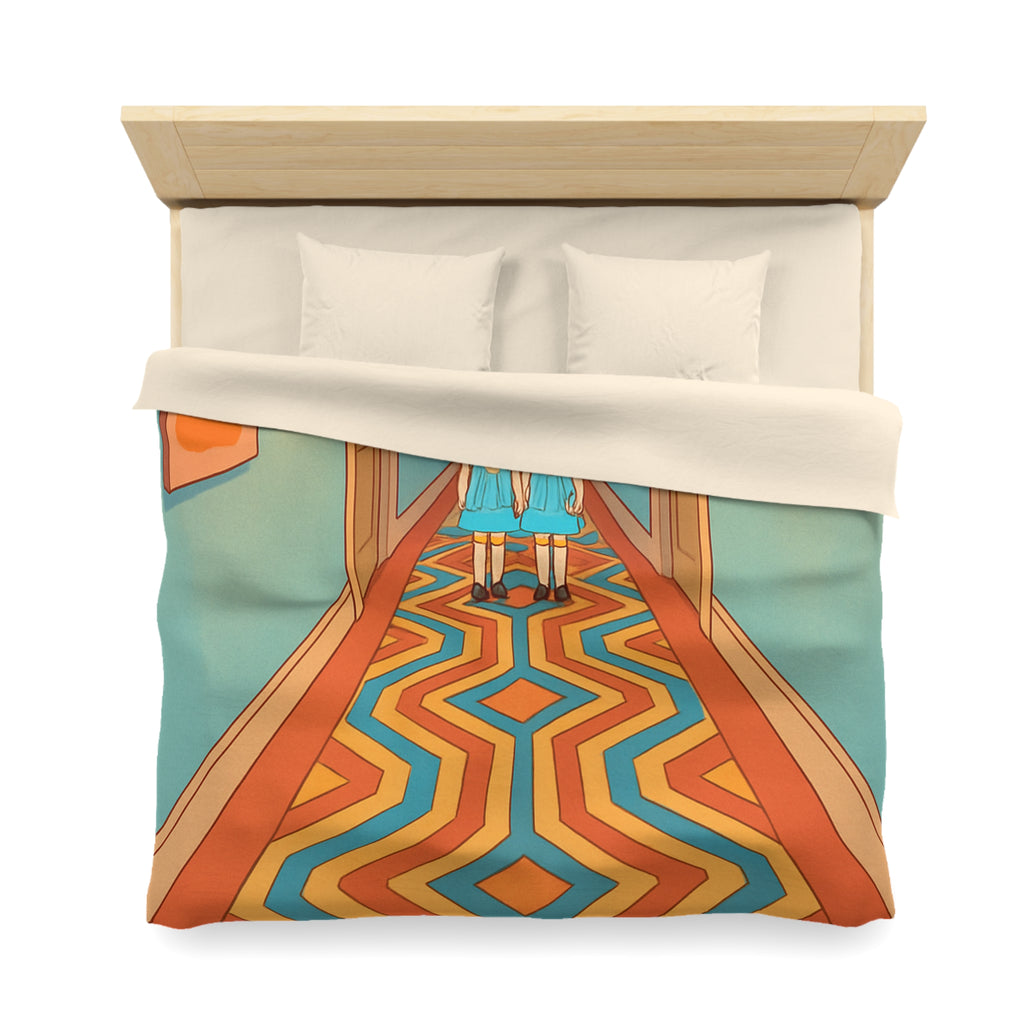 Housse de couette motif géométrique rétro et ambiance inspirée de films classiques d'horreur